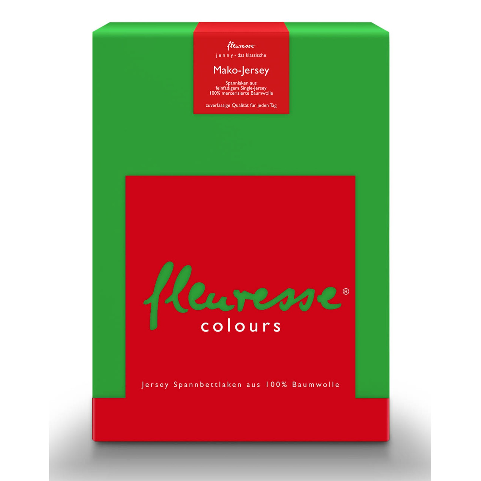 Fleuresse Mako-Jersey-Spannlaken Jenny C Farbe 7048 grasgrün, Größe 150x200 cm