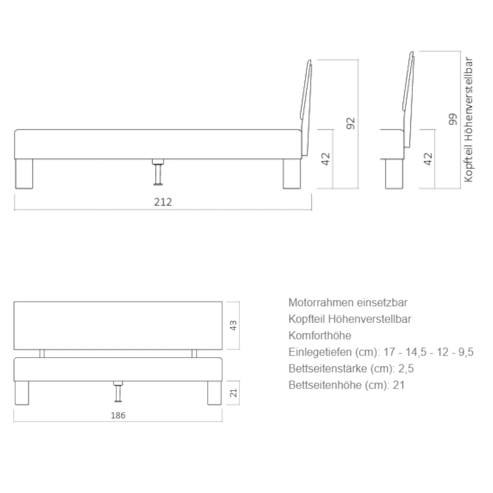 Dico Avantgarde Buche Massivholz Bettrahmen ohne Kopfteil 327.43