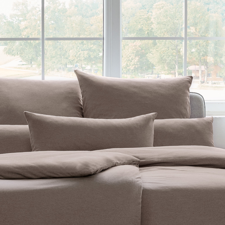 Estella Takoma taupe 155x220 cm, Mako-Interlock-Jersey-Bettwäsche