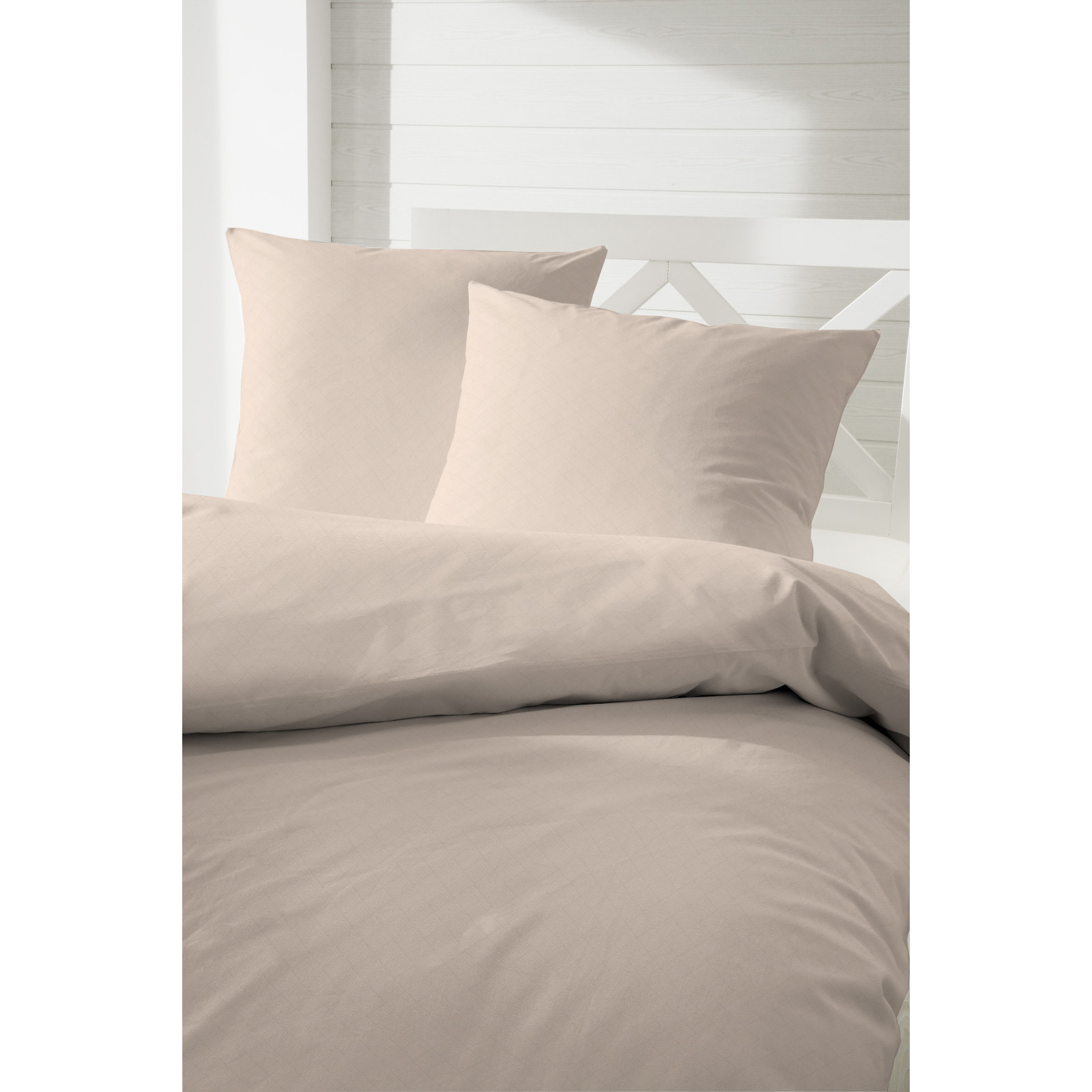 Hahn Haustextilien Mako Satin Bettwäsche falsches Uni taupe Größe 200x200 cm