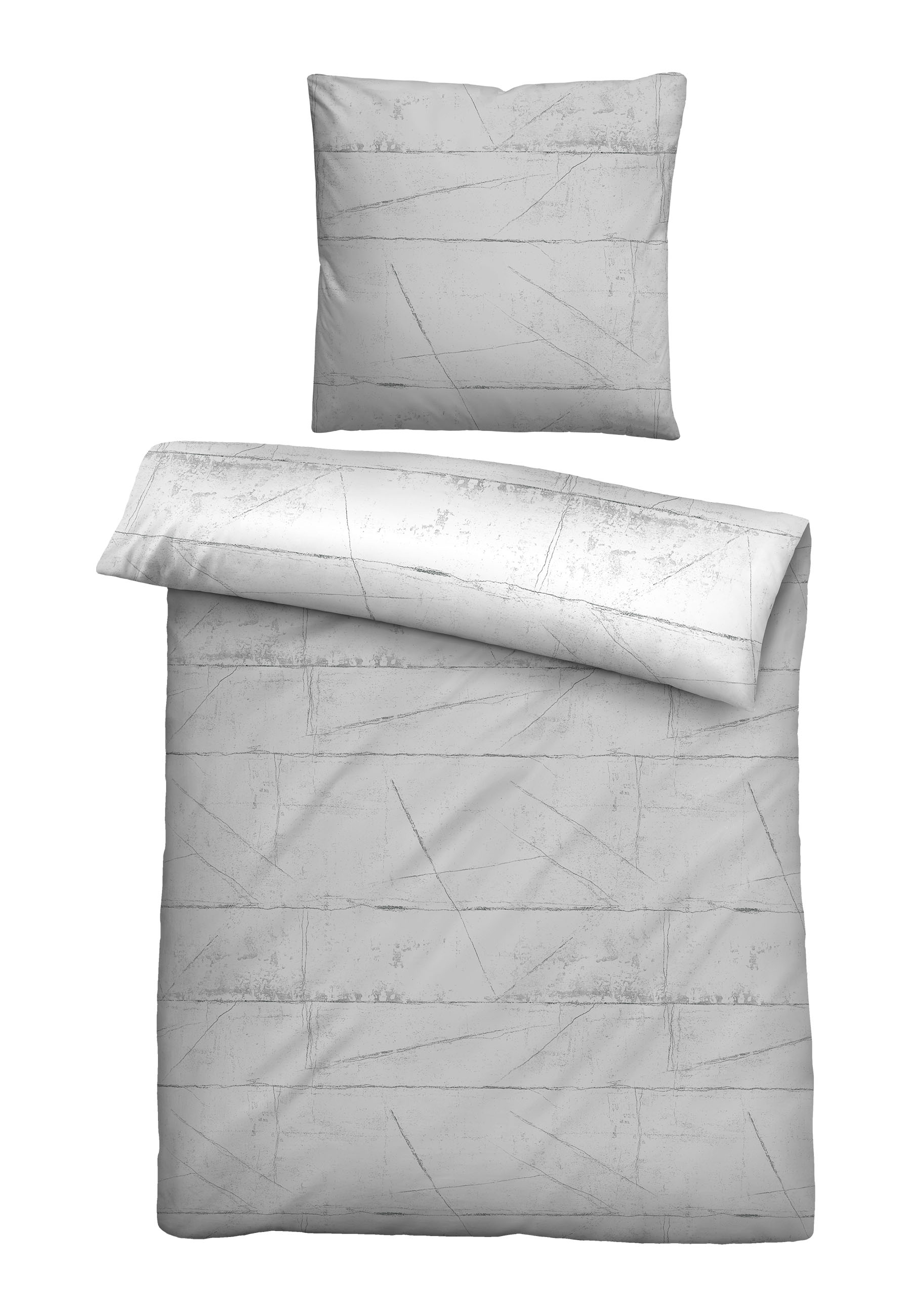 Biberna Baumwoll-Satin Bettwäsche 155 x 220 cm + 80 x 80 cm, sturmgrau