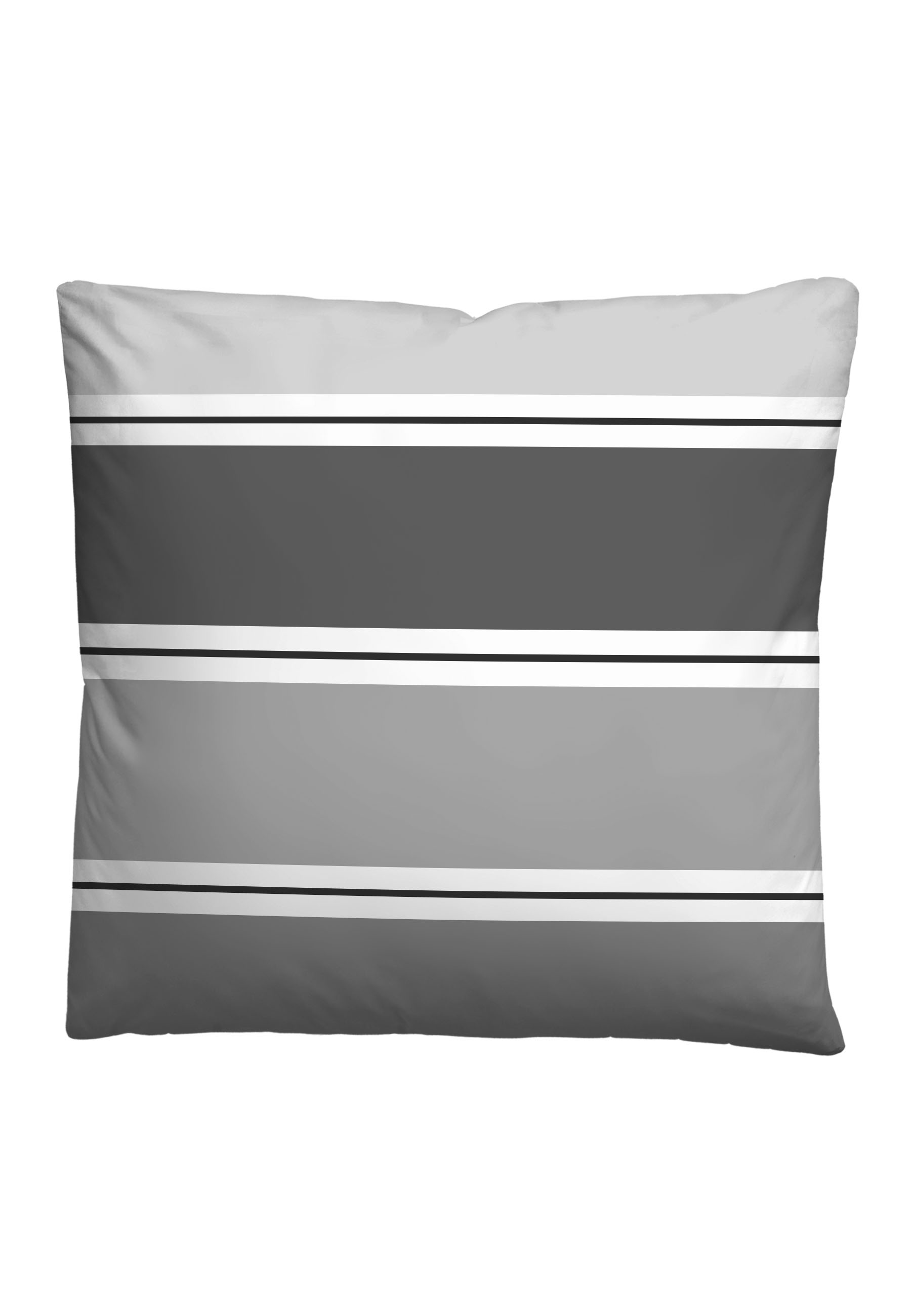 Biberna Seersucker Bettwäsche Querbalken, 155 x 220 cm + 80 x 80 cm, titanium