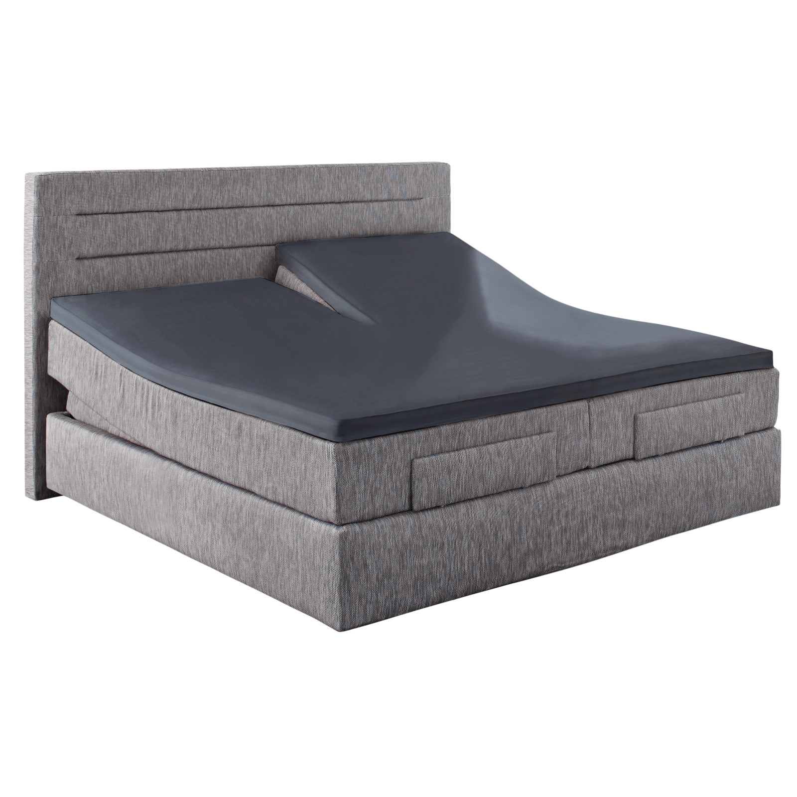 Hahn Haustextilien Elastan-Feinjersey-Spannbetttuch für Split-Topper 180-200x200 cm Höhe 4-10 cm anthrazit