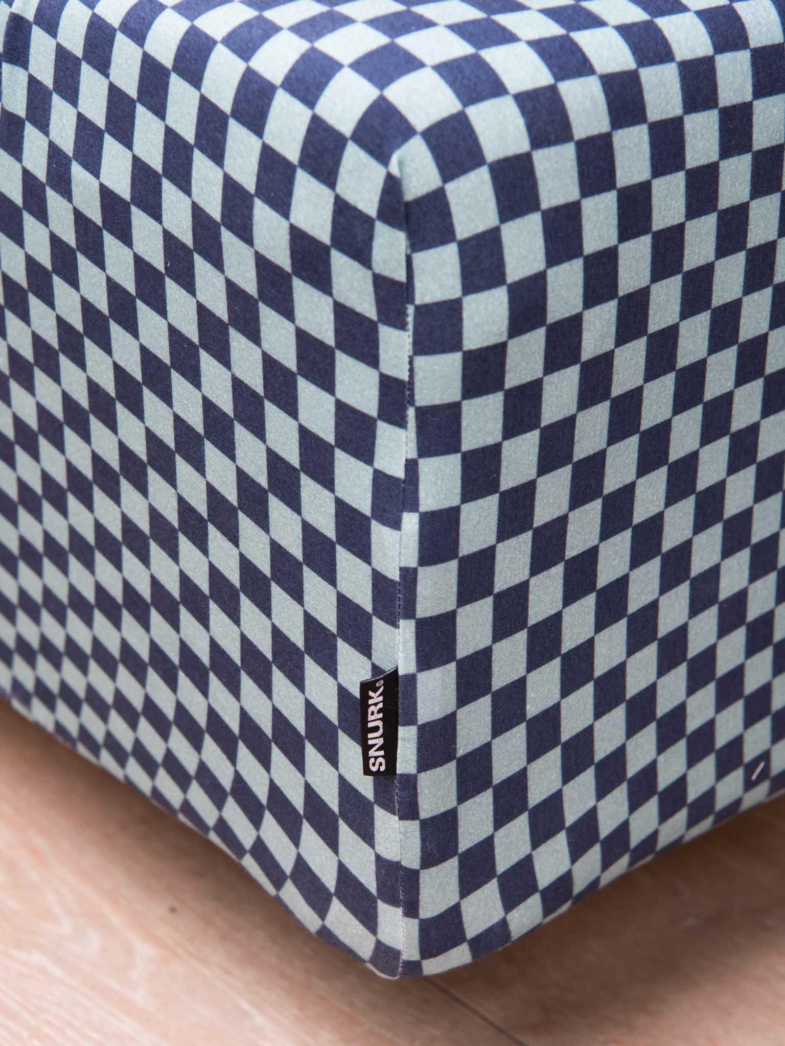 Snurk Check Double Blue Spannbetttuch 90/100 x 200/220 cm