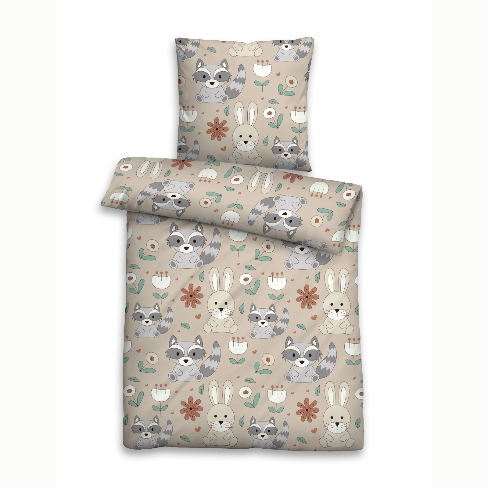 Biberna Feinbiber Kinderbettwäsche  Größe 100x135 cm 40x60 cm, taupe