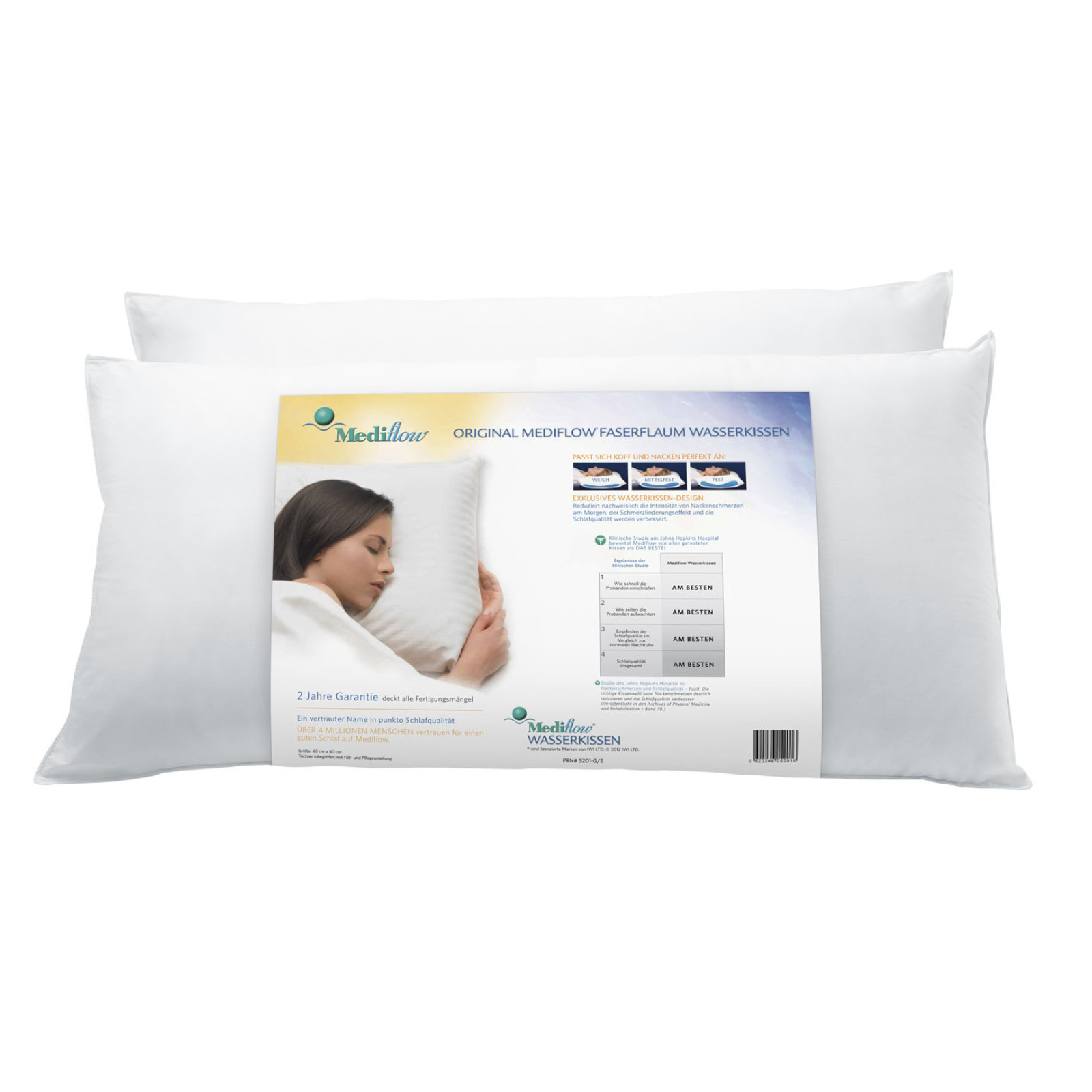 OBB Mediflow Wasserkissen mit Faservlies  Doppelpack Größe 40x80 cm 2 Stück