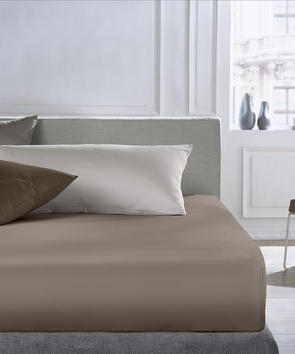Fleuresse Mako-Satin-Spannlaken Colours, taupe