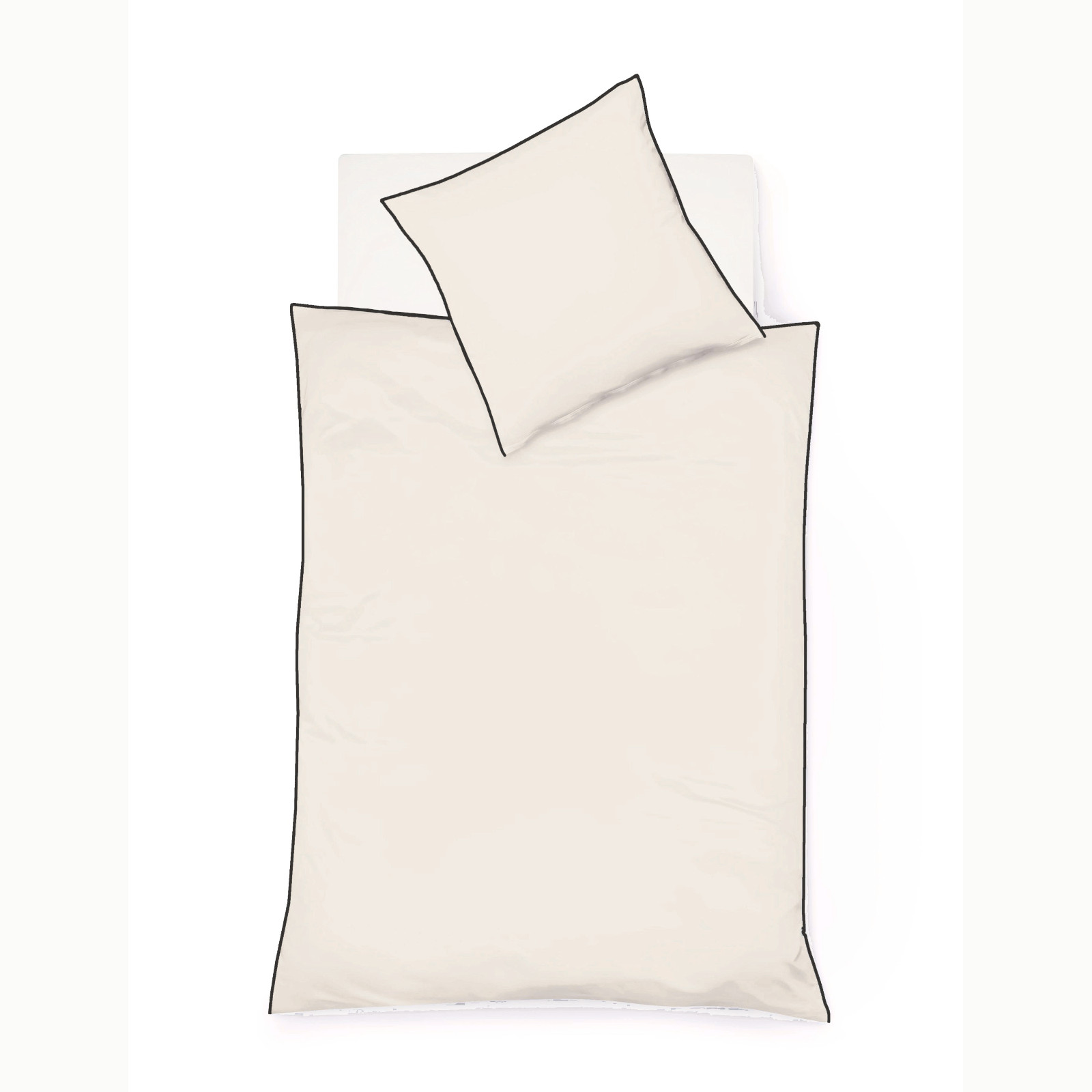 Fleuresse Black Premium Schweizer Satin Bettwäsche mit 3 seitiger Paspel, Uni perle
