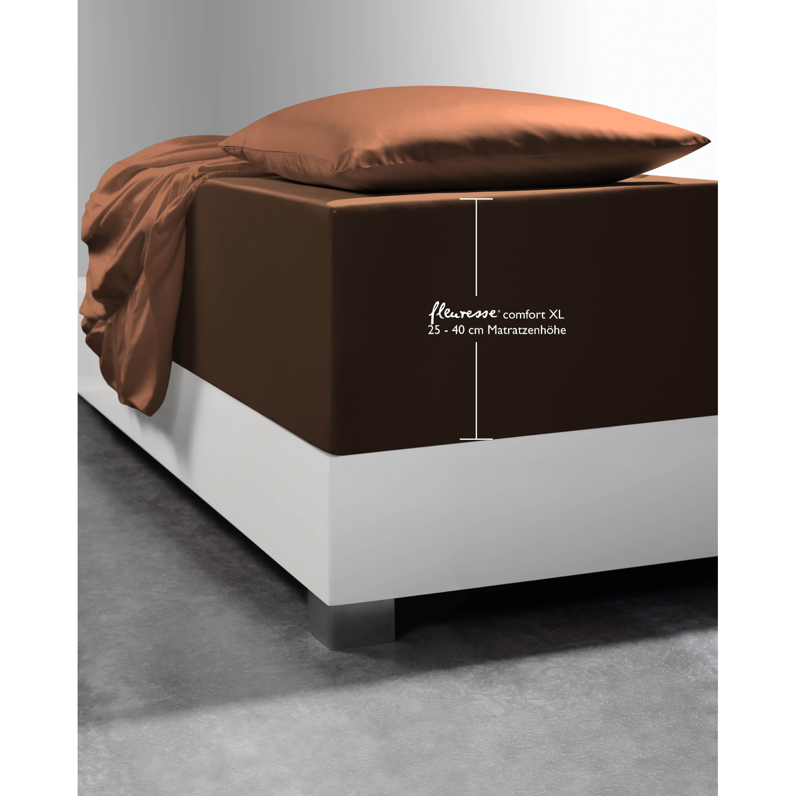 Fleuresse Comfort XL 180x200 cm dunkles zartbitter, Boxspring- und Wasserbetten Jersey-Spannlaken