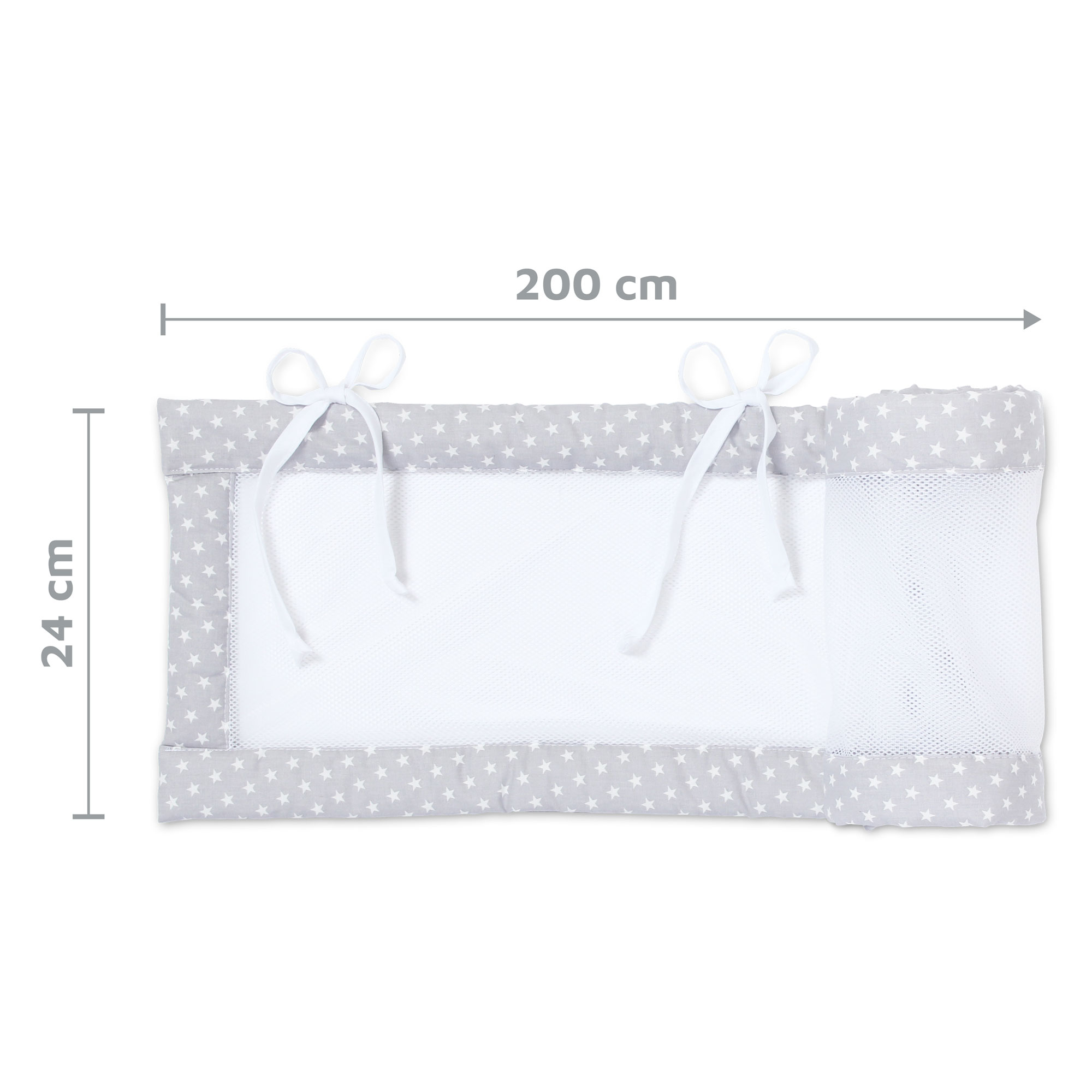 babybay Nestchen Mesh passend für Modell Boxspring XXL, lichtgrau Sterne weiß