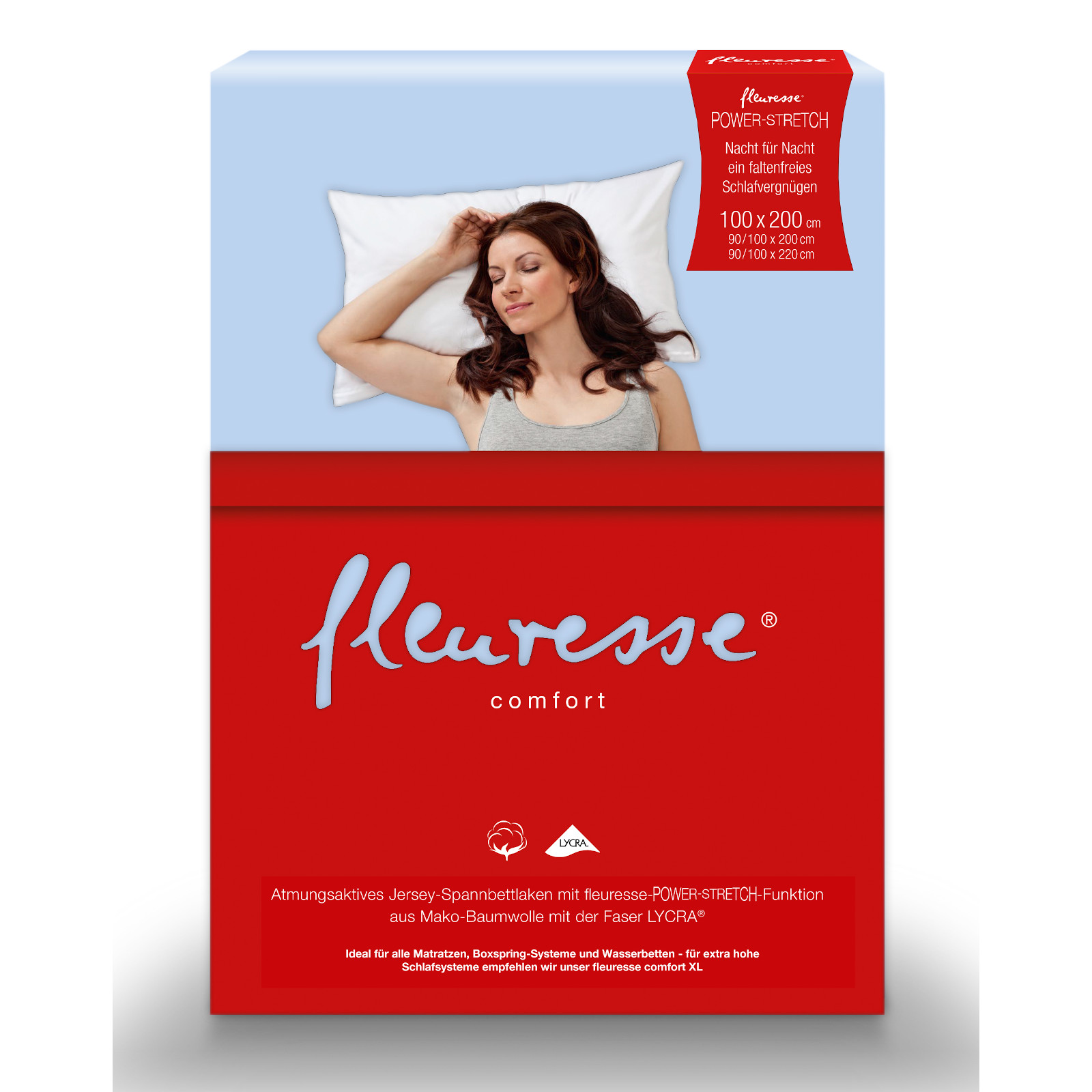 Fleuresse Mako-Jersey-Spannlaken comfort Farbe bleu 6056