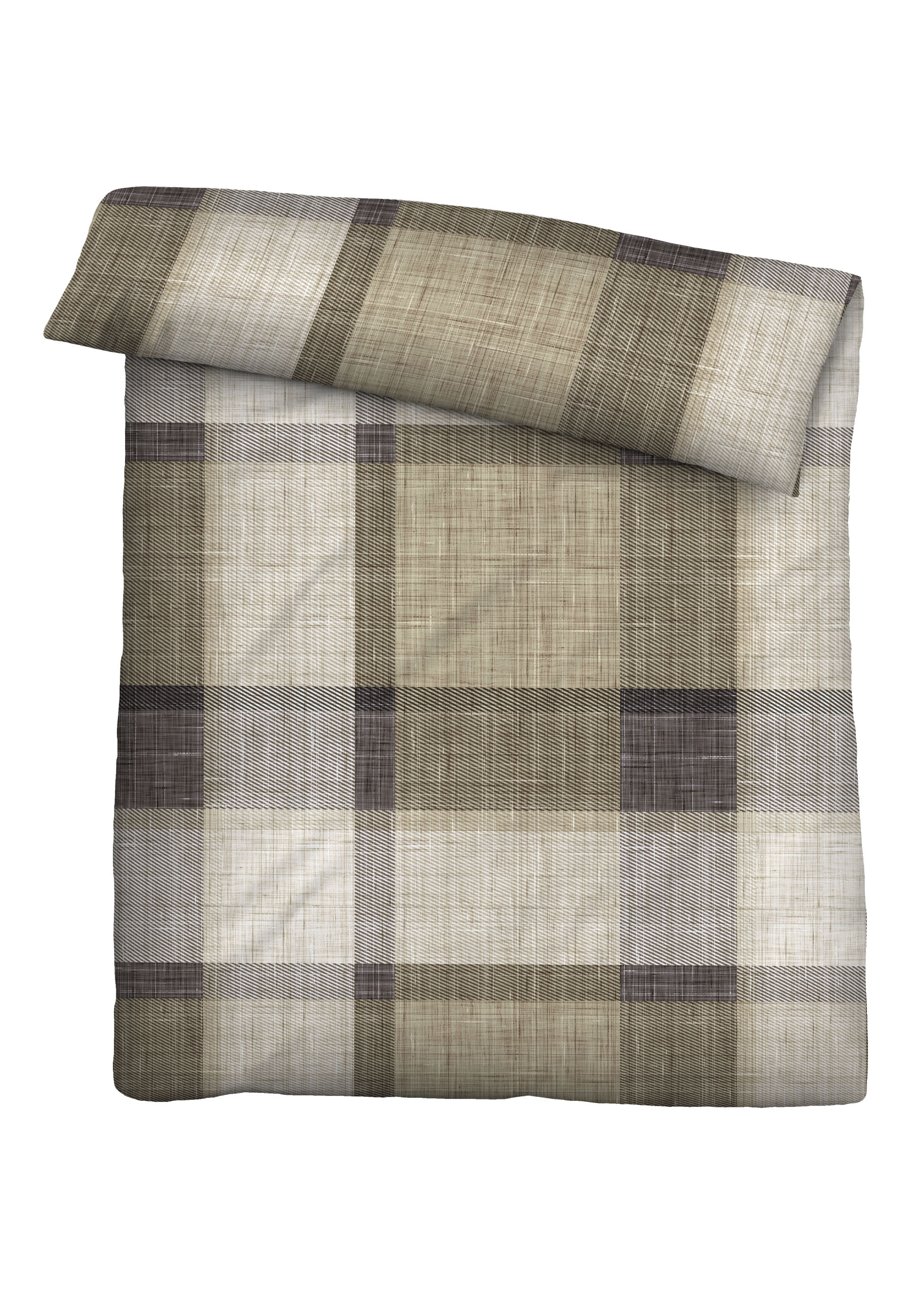 Biberna Karo 135x200 cm+80x80 cm, Feinbiber Bettwäsche taupe