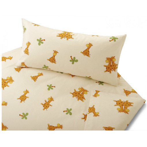 Cotonea Bio-Satin Kinder-Bettwäsche Giraffe Größe 135x200 cm + 40x80 cm Kissenbezug