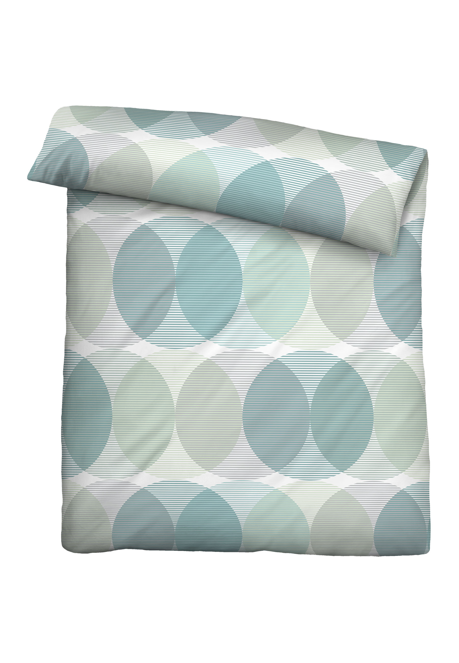 Biberna Tencel Bettwäsche Kreise, 135 x 200 cm + 80 x 80 cm, aqua