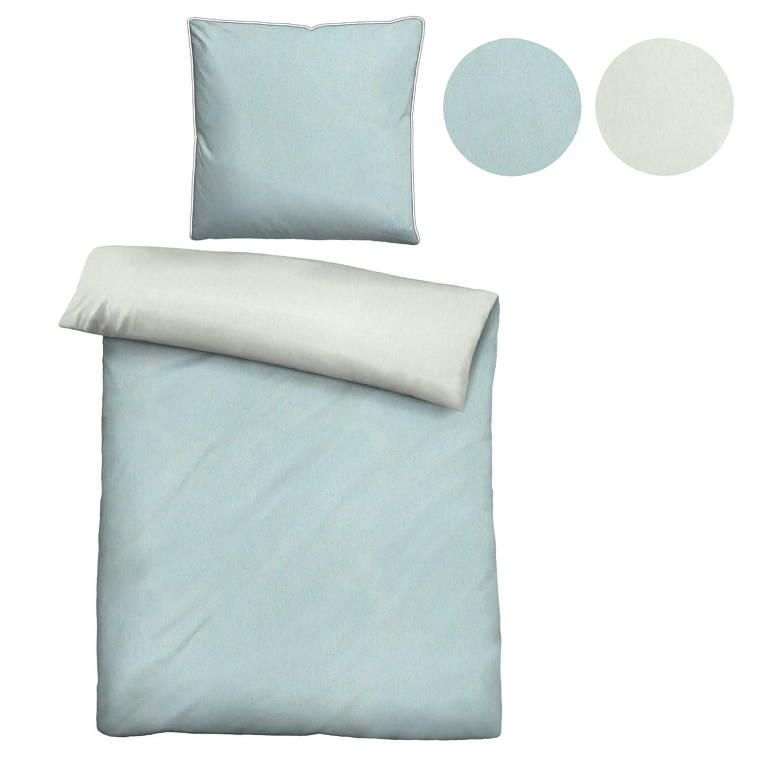 Biberna Melange Flanell-Wendebettwäsche 0840500-222, Größe 155x220 cm, ciel