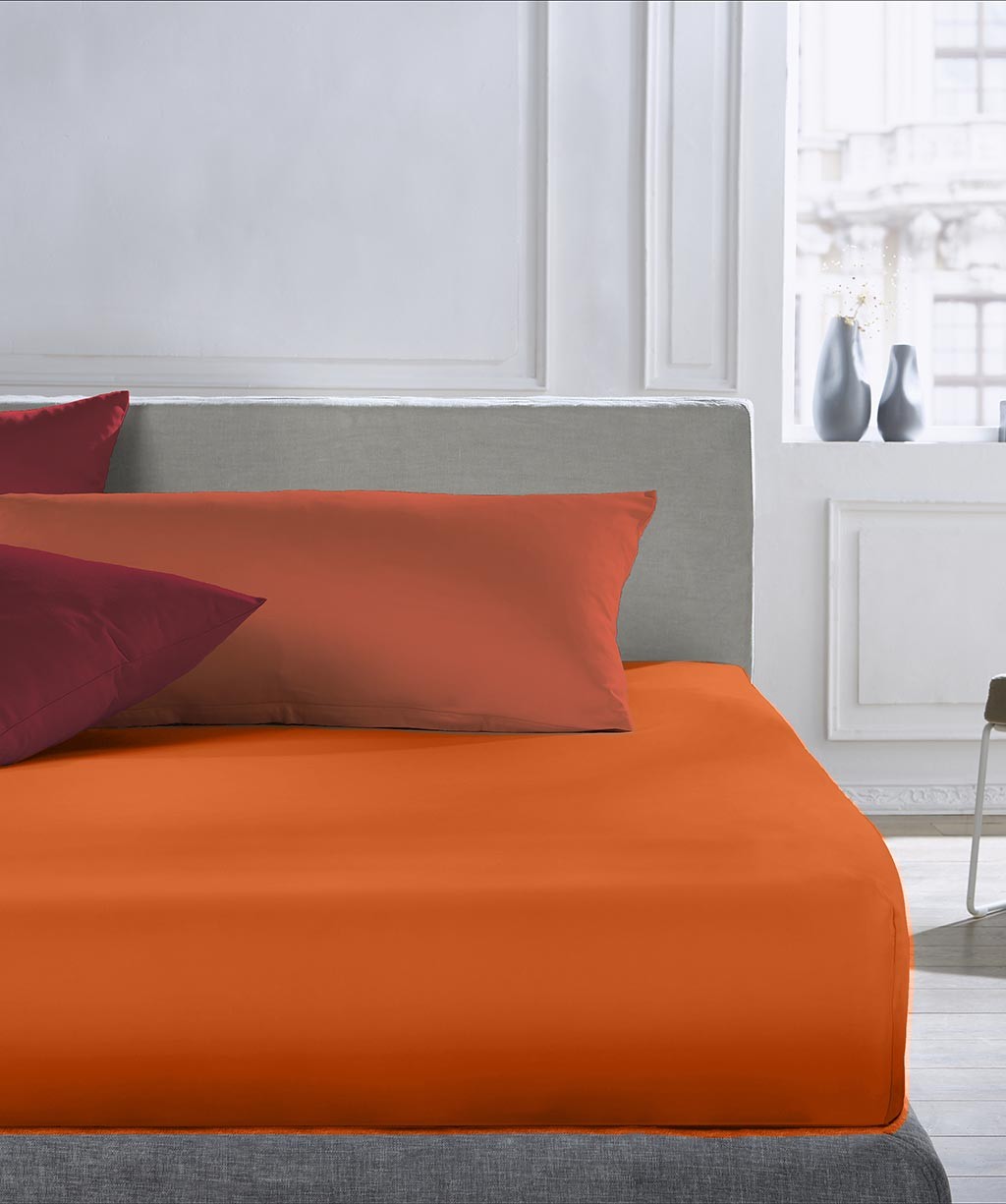 Fleuresse Mako-Satin-Spannlaken Colours, terra