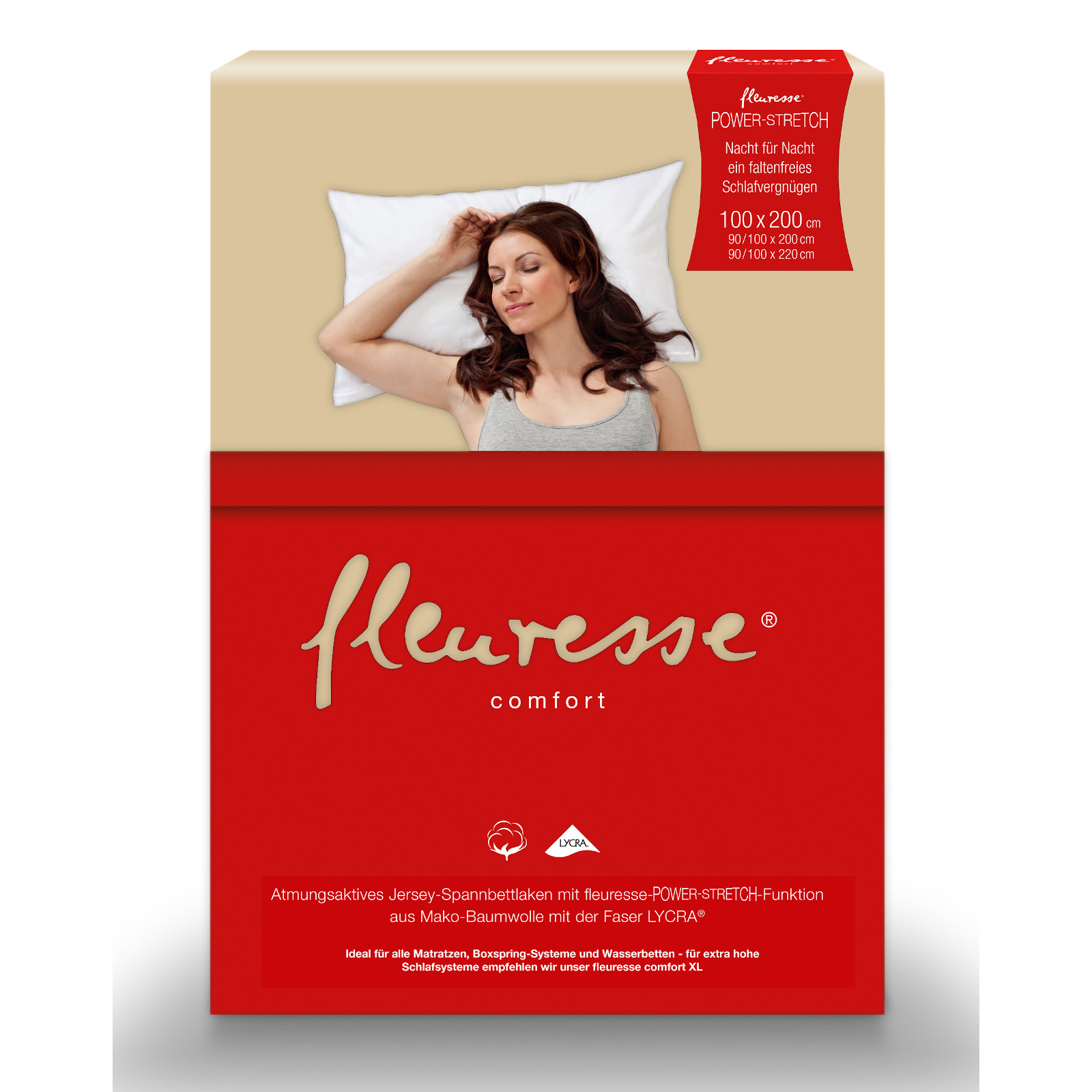 Fleuresse Mako-Jersey-Spannlaken comfort Farbe beige 2043