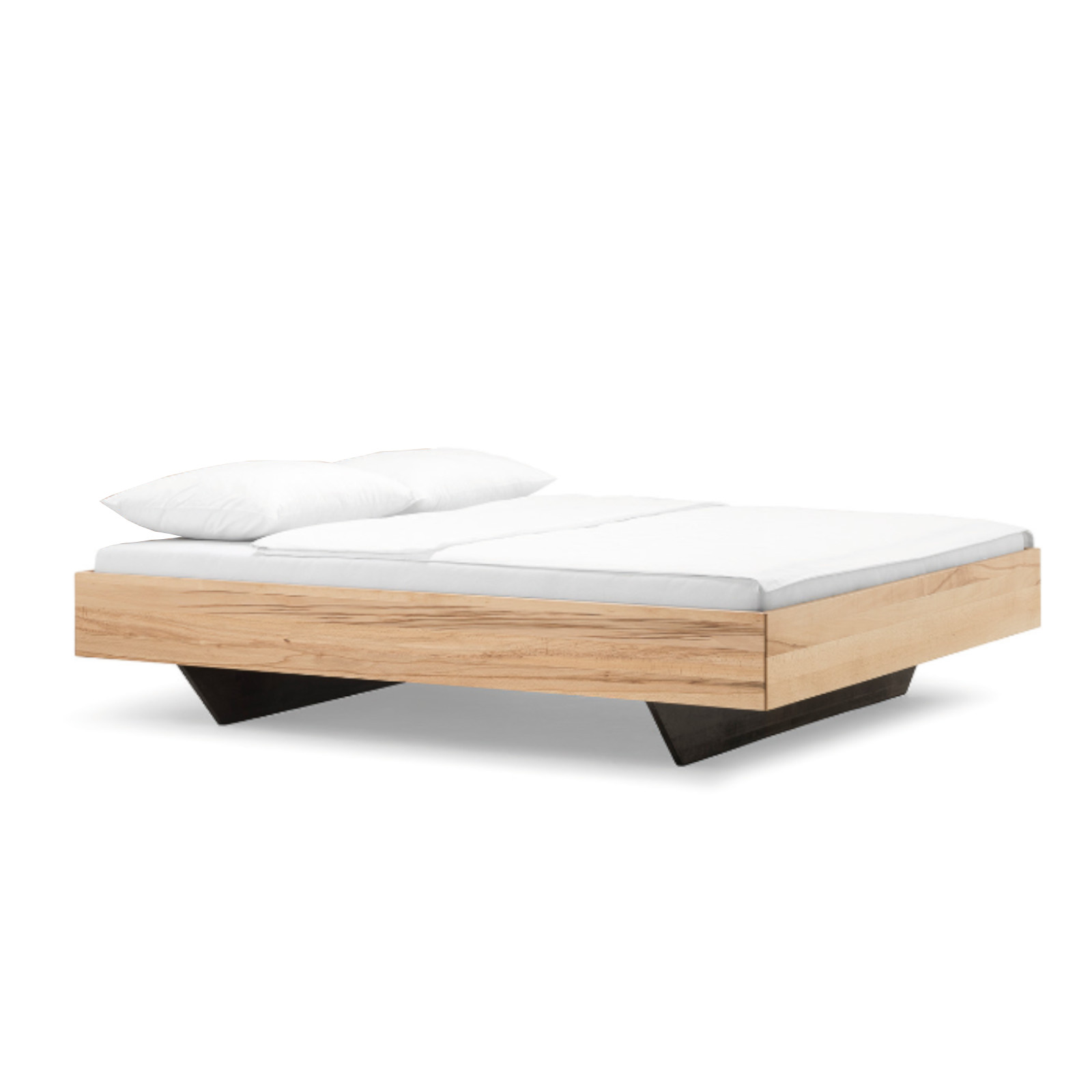 Dico Wildeiche Massivholz Bettrahmen Cloud 003.27 ohne Kopfteil, durchgehende Lamelle, Schwebeoptik, Komforthöhe