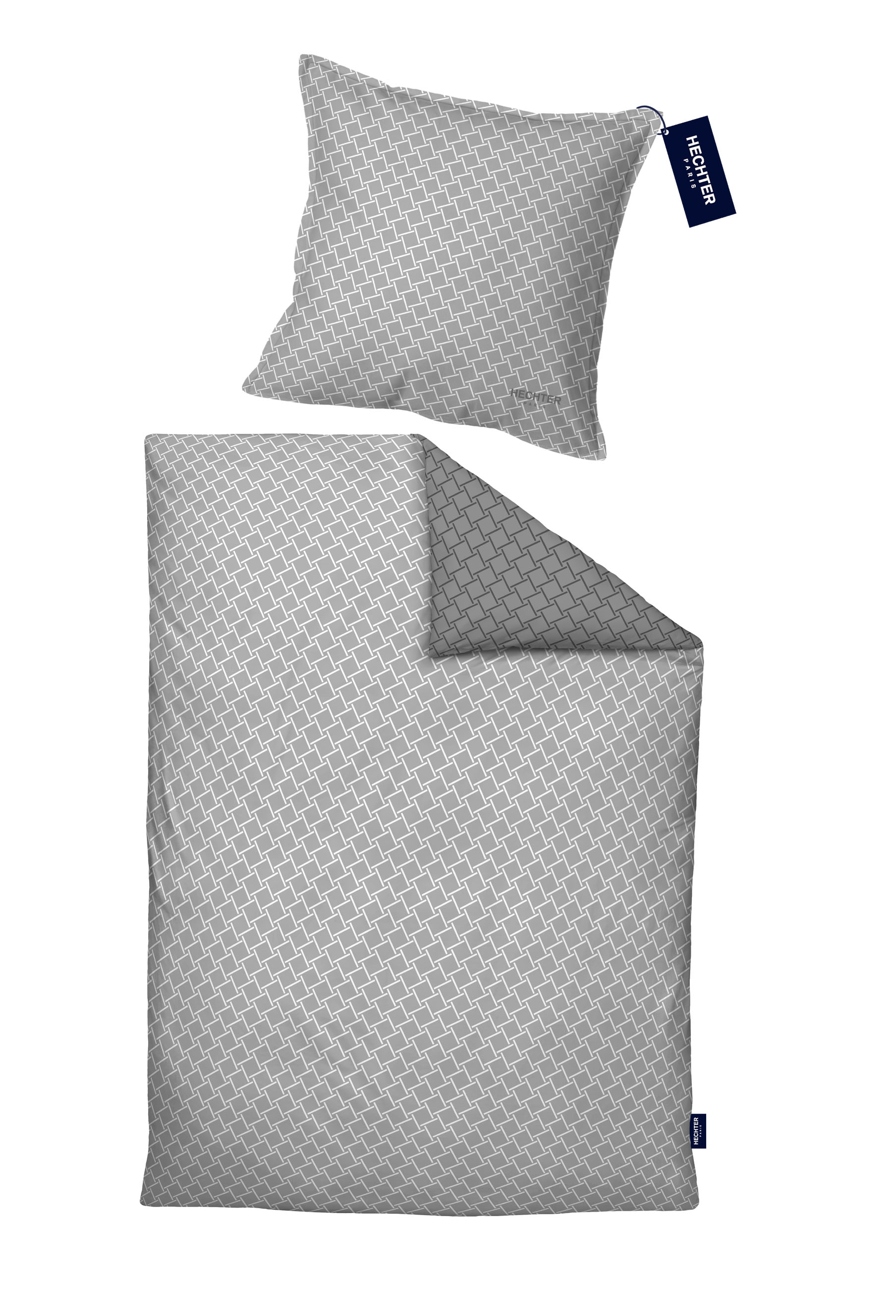Biberna Satin 155 x 220 cm + 80 x 80 cm, silber/grau
