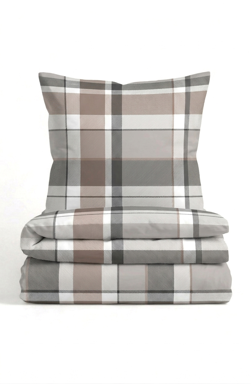 Castell Feinbiber Bettwäsche Karo groß 135x200 cm - taupe