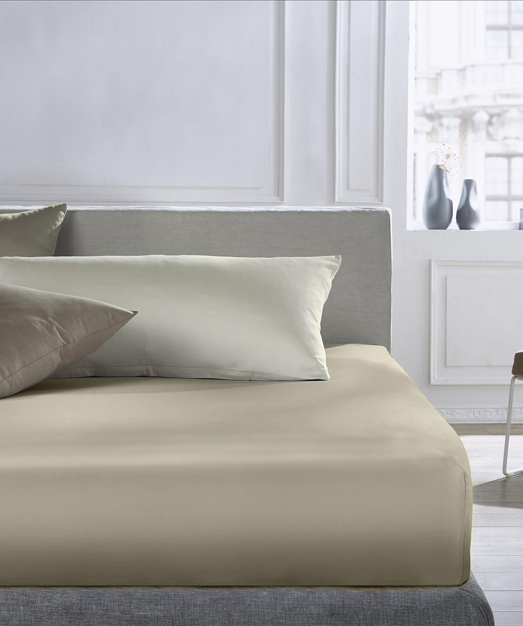 Fleuresse Mako-Satin-Spannlaken Colours, creme