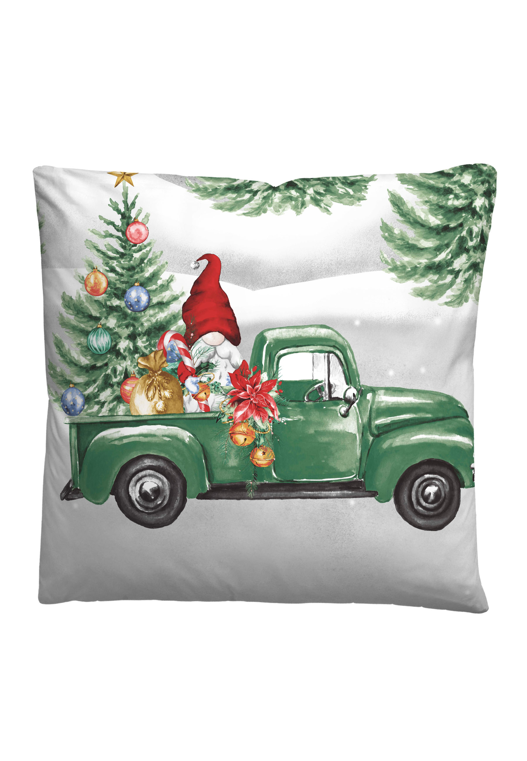 Biberna Feinbiber Bettwäsche Wichtel&Weihnachtsbaum, 135x200 cm+80x80 cm, sturmgrau