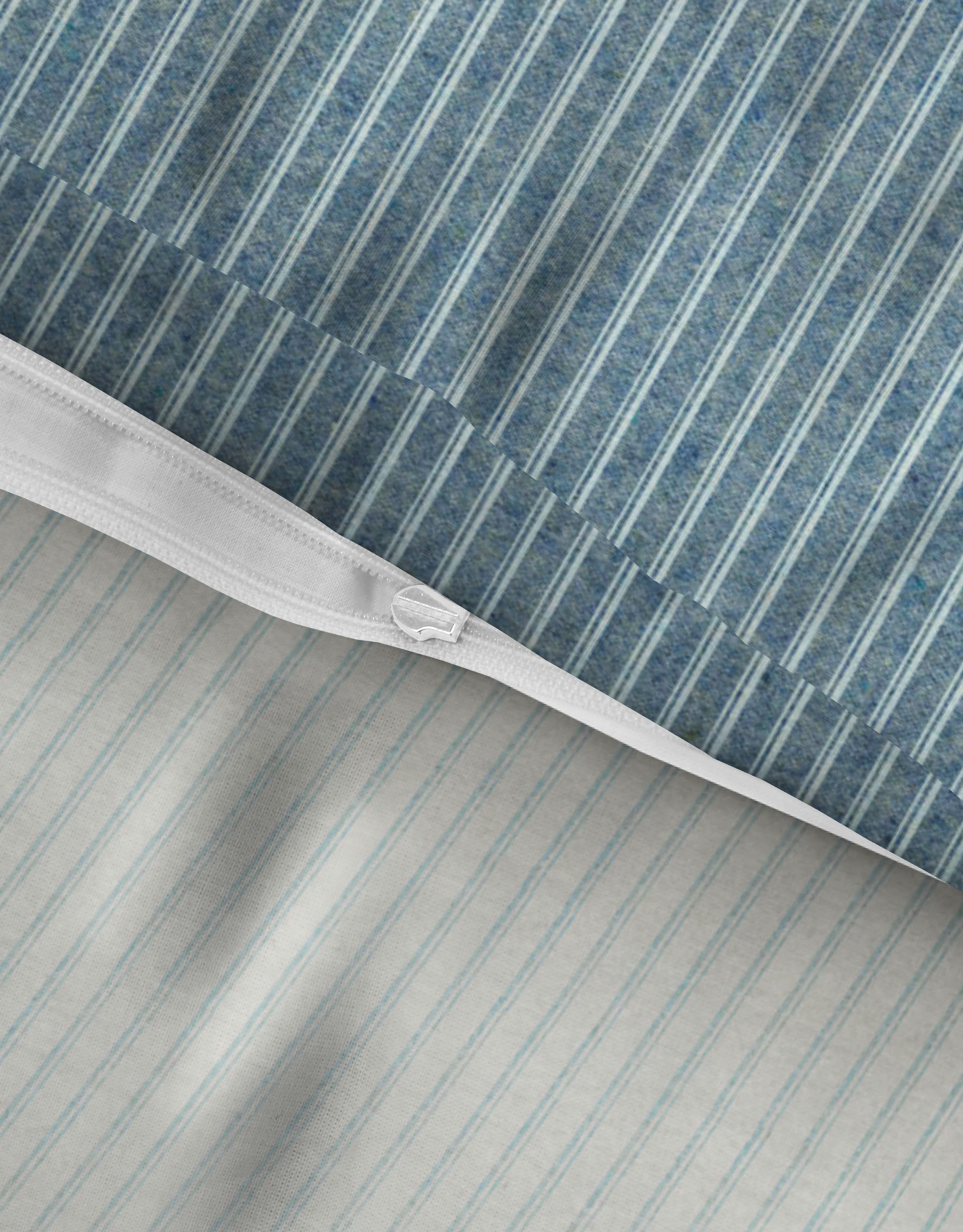 Biberna Wendebettwäsche blau 135x200 cm, Melange-Flanell-Bettwäsche