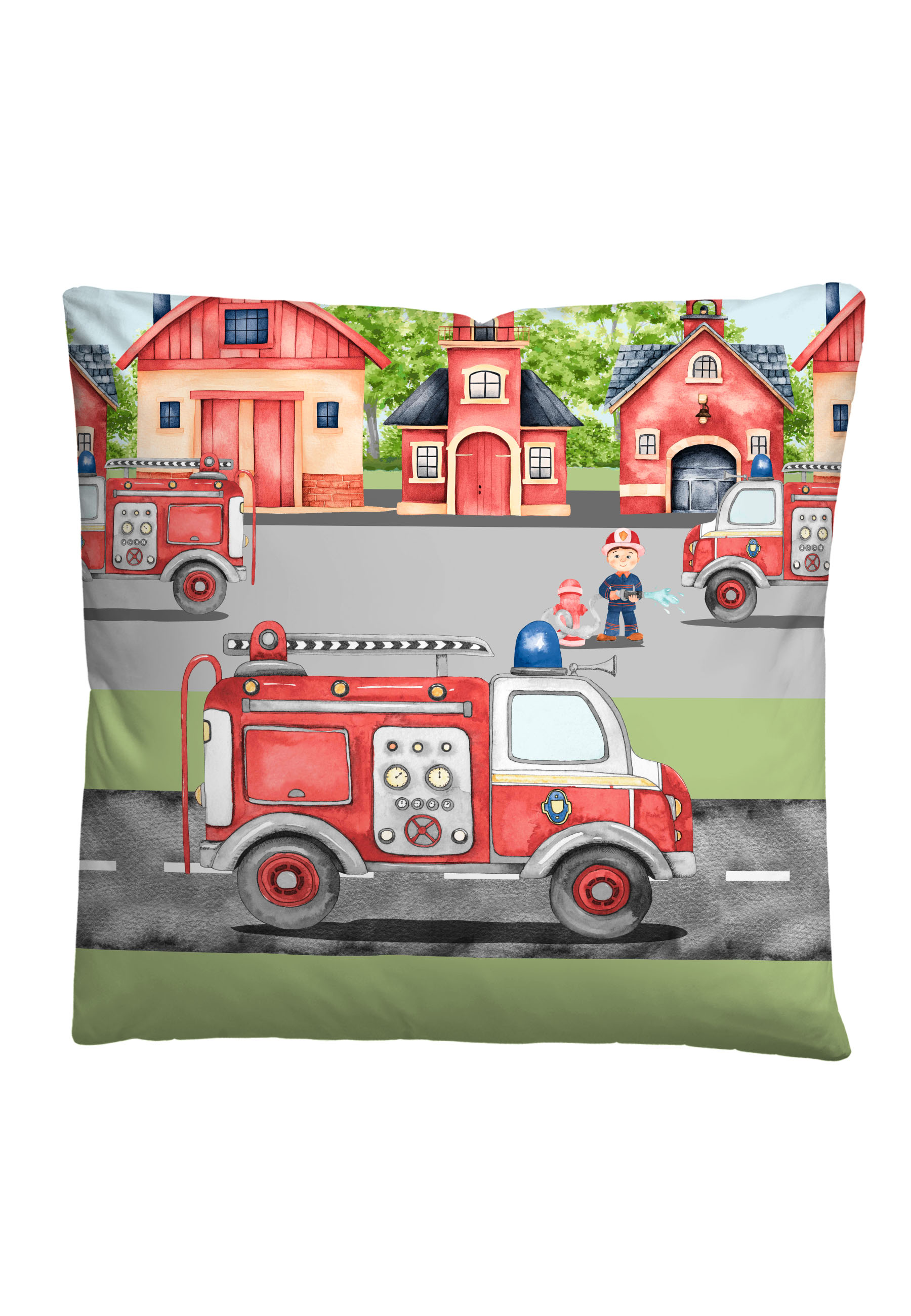 Biberna Feinbiber Bettwäsche, Größe 1x 135x200 cm + 1x 80x80 cm, Feuerwehr