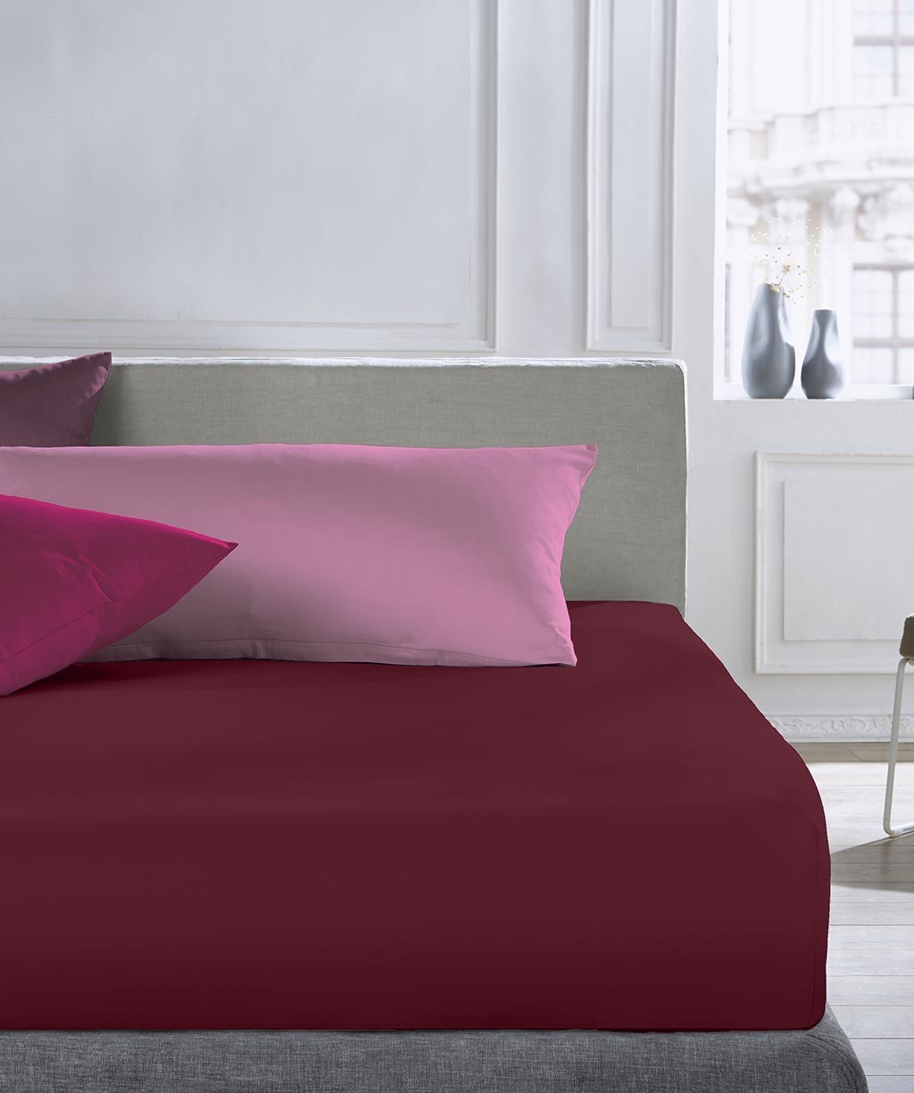 Fleuresse Mako-Satin-Spannlaken Colours, pflaume