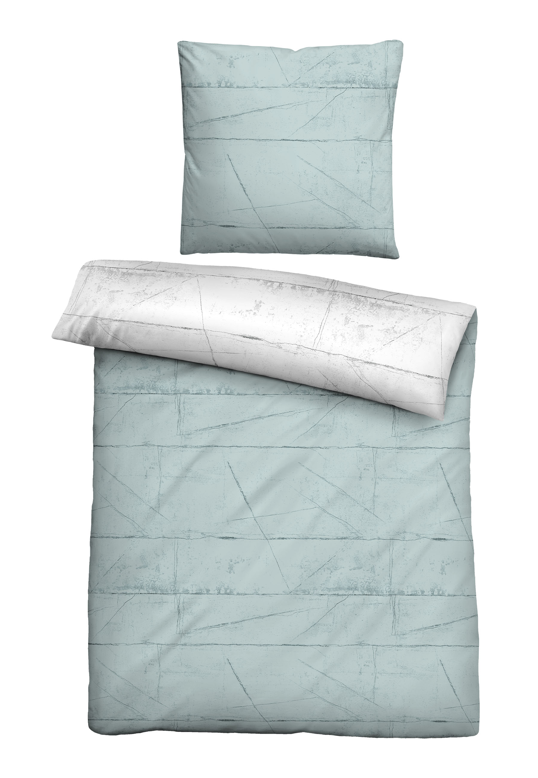 Biberna Baumwoll-Satin Bettwäsche 155 x 220 cm + 80 x 80 cm, ciel