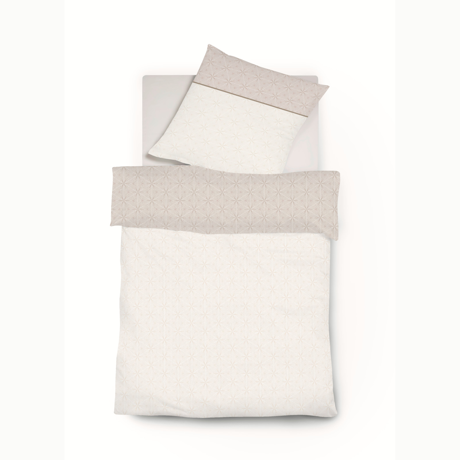 Fleuresse Black Premium Mako-Brokat-Damast Wendebettwäsche mit Kissen-Ziernaht, creme-sand