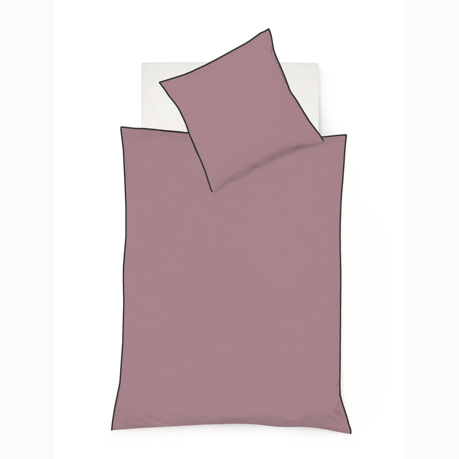 Fleuresse Black Premium Schweizer Satin Bettwäsche mit 3 seitiger Paspel, Uni mauve