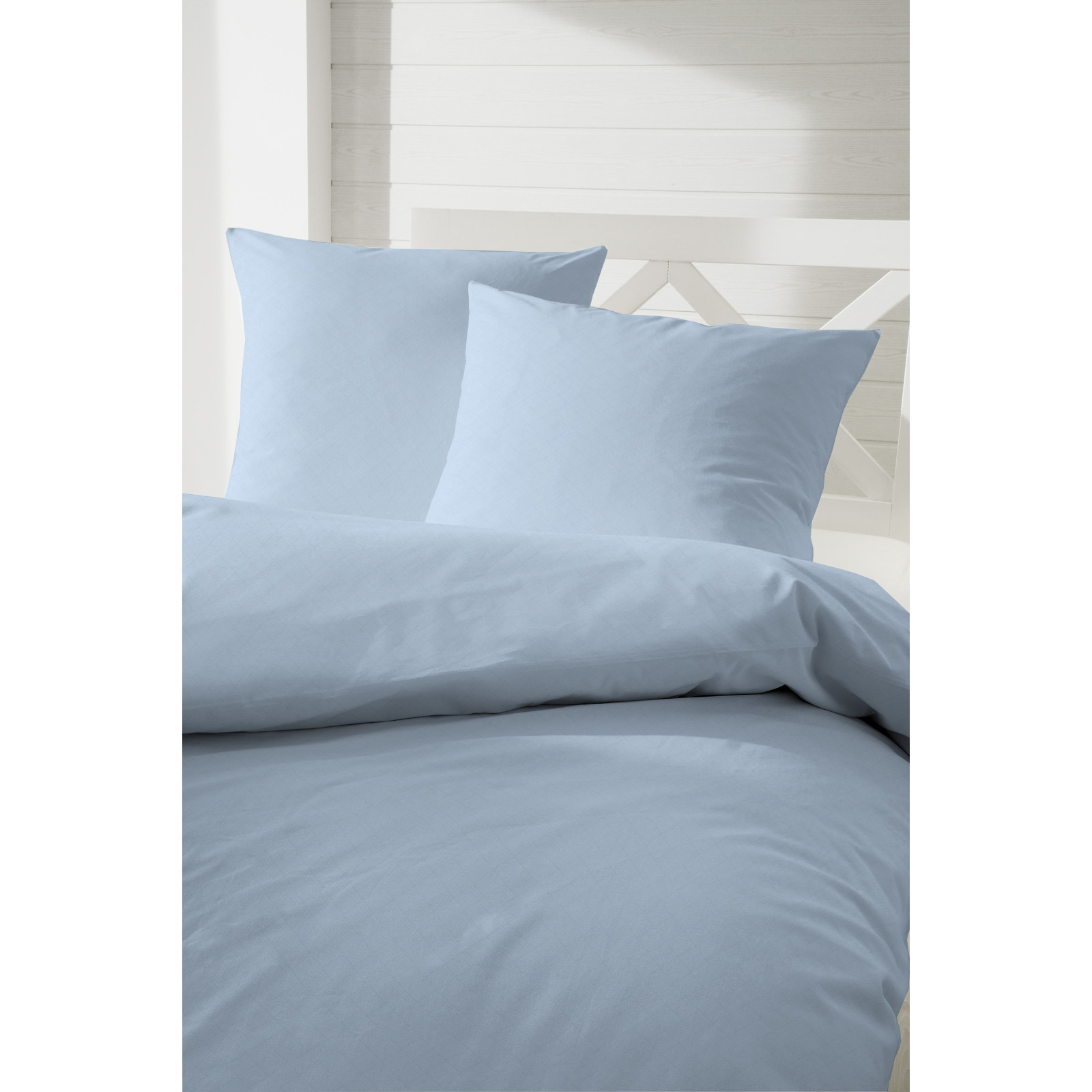 Hahn Haustextilien Mako Satin Bettwäsche falsches Uni rauchblau Größe 200x200 cm