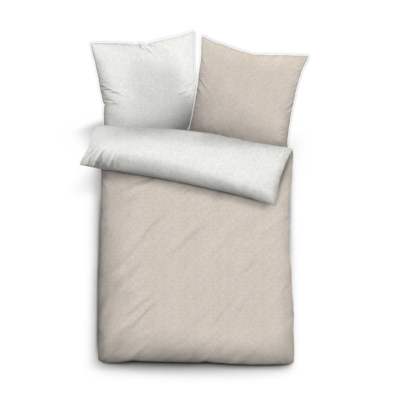 Biberna Melange Flanell-Wendebettwäsche 0840500-547, Größe 200x200 cm, kitt