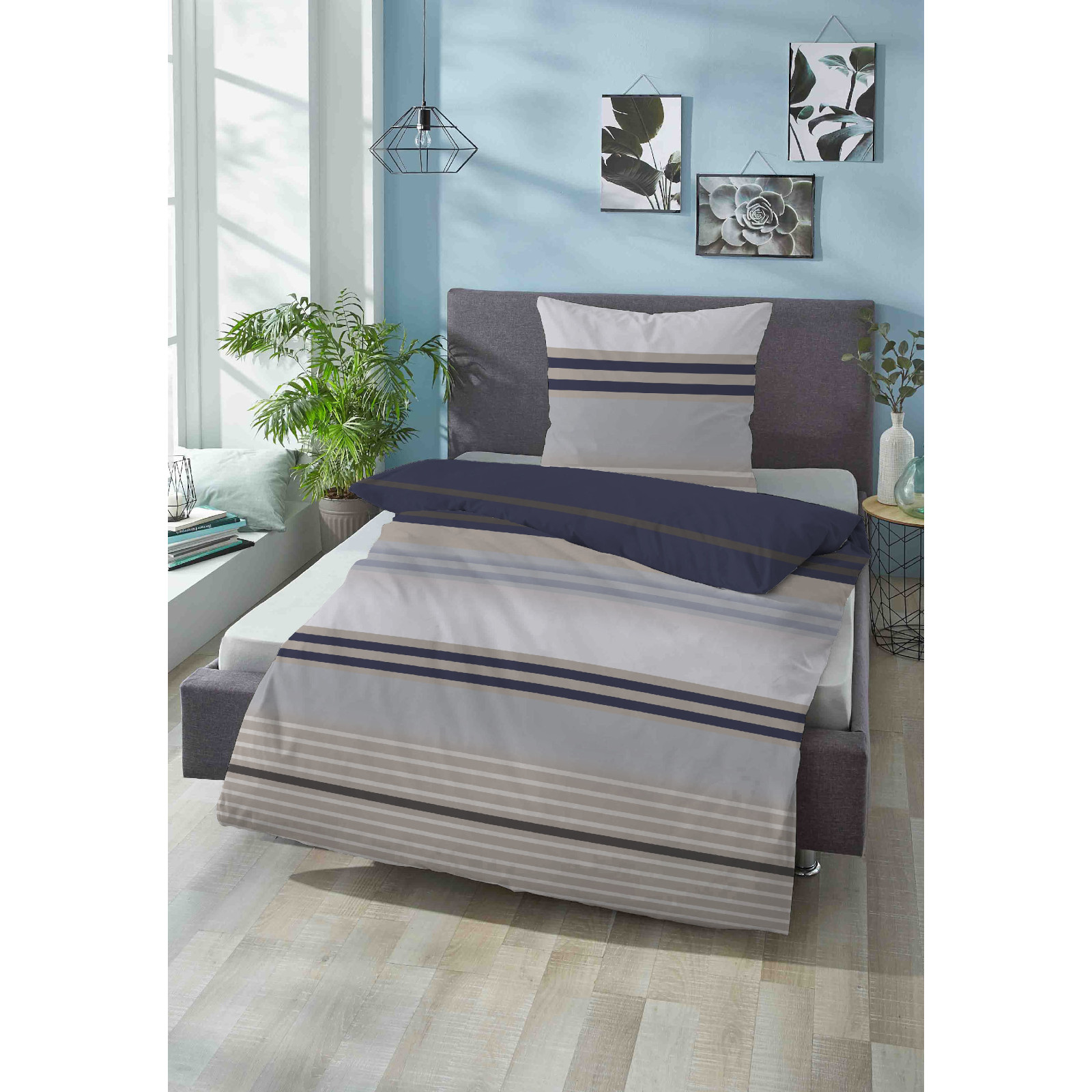 Biberna Mako-Satin Bettwäsche 0616308-544 Größe 135x200 cm 80x80 cm