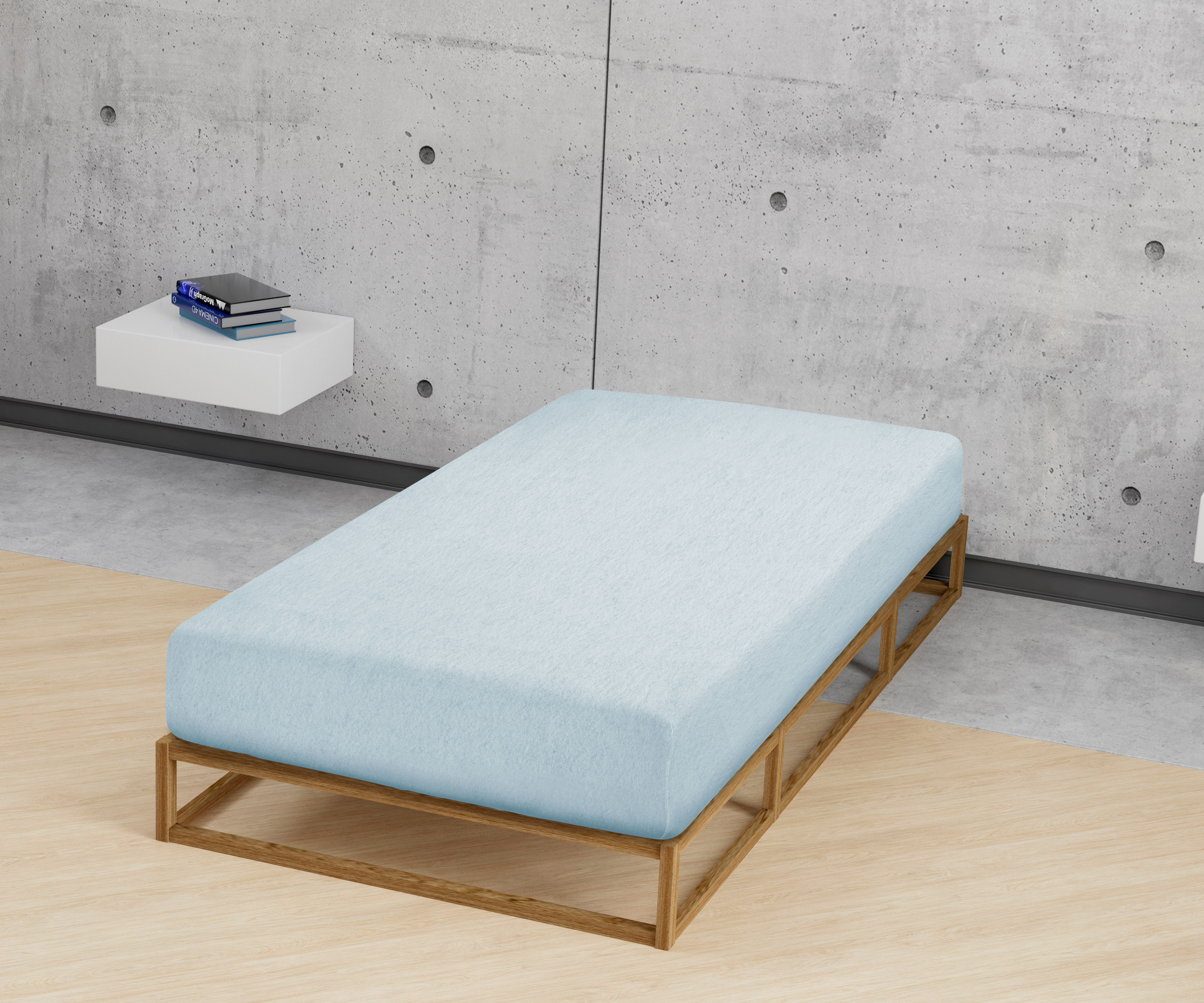 Biberna Spannbetttuch ciel 90x190 cm - 100x200 cm, Biber Melange uni