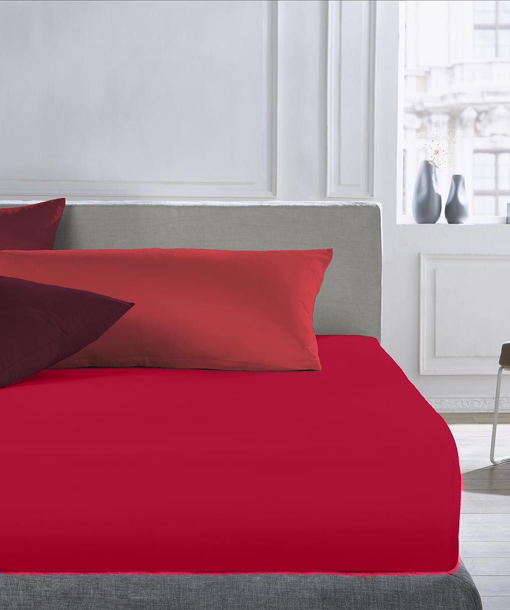 Fleuresse Mako-Satin-Spannlaken Colours, bordeaux
