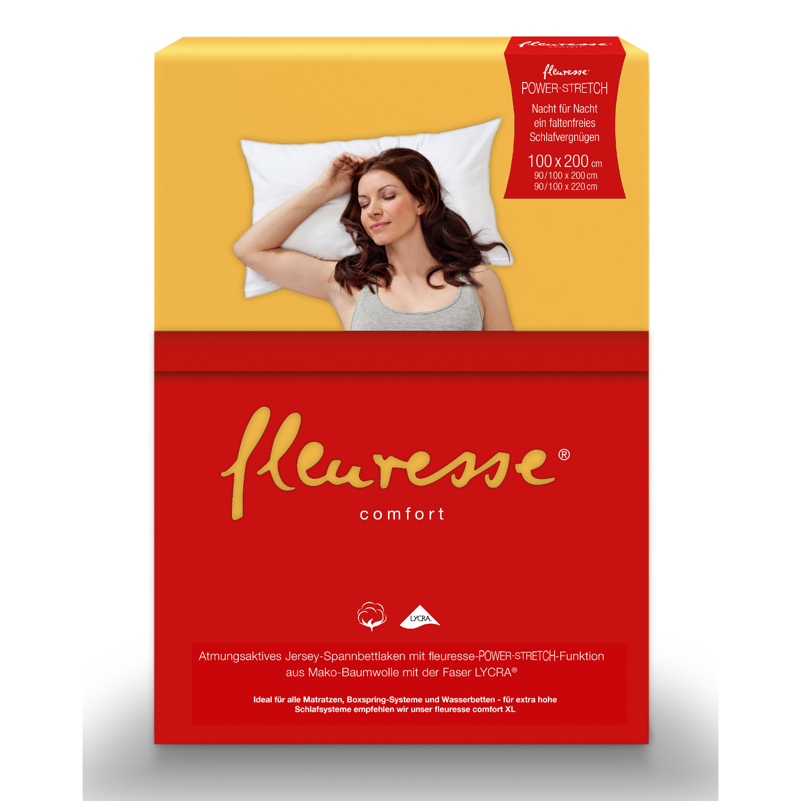 Fleuresse Mako-Jersey-Spannlaken comfort Farbe 2349 sonne Größe 200x200 cm