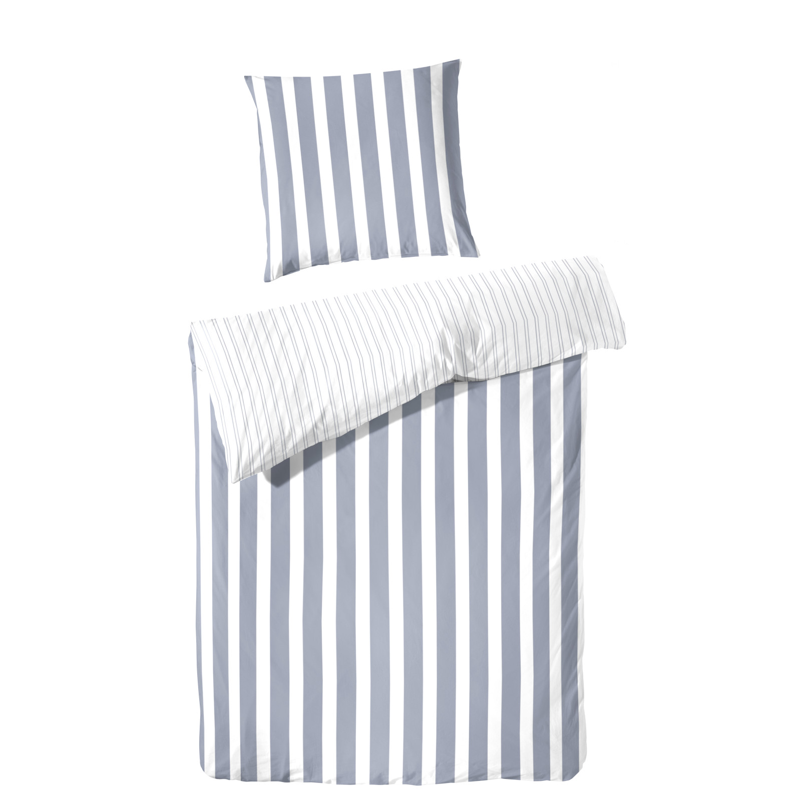 Hahn Haustextilien Perkal Bettwäsche blau gestreift  Größe 200x200 cm