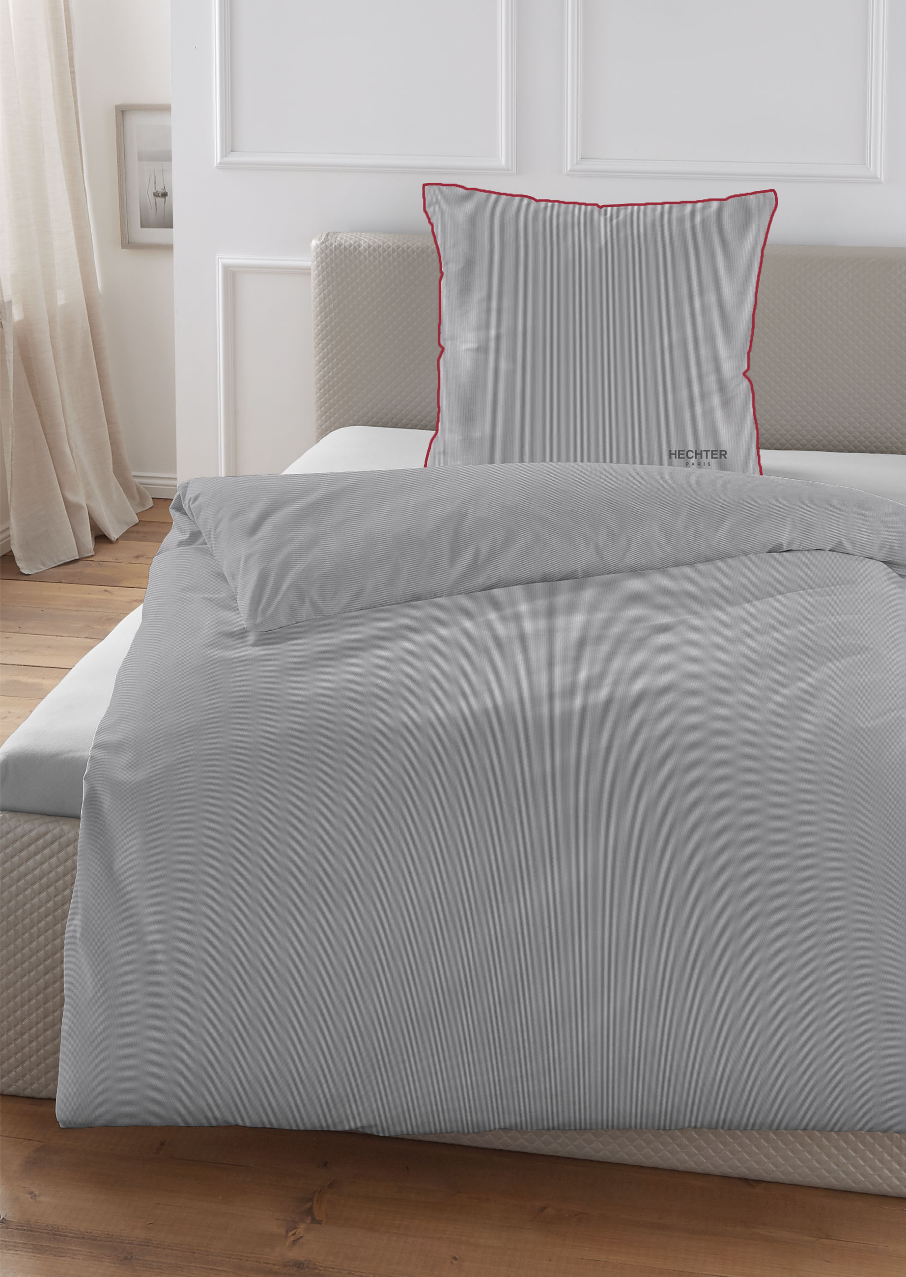 Biberna Satin 155 x 220 cm + 80 x 80 cm, silber/grau