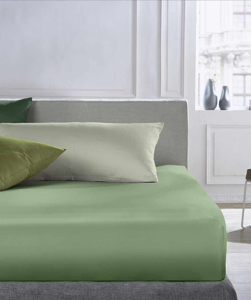 Fleuresse Mako-Satin-Spannlaken Colours, jadegrün
