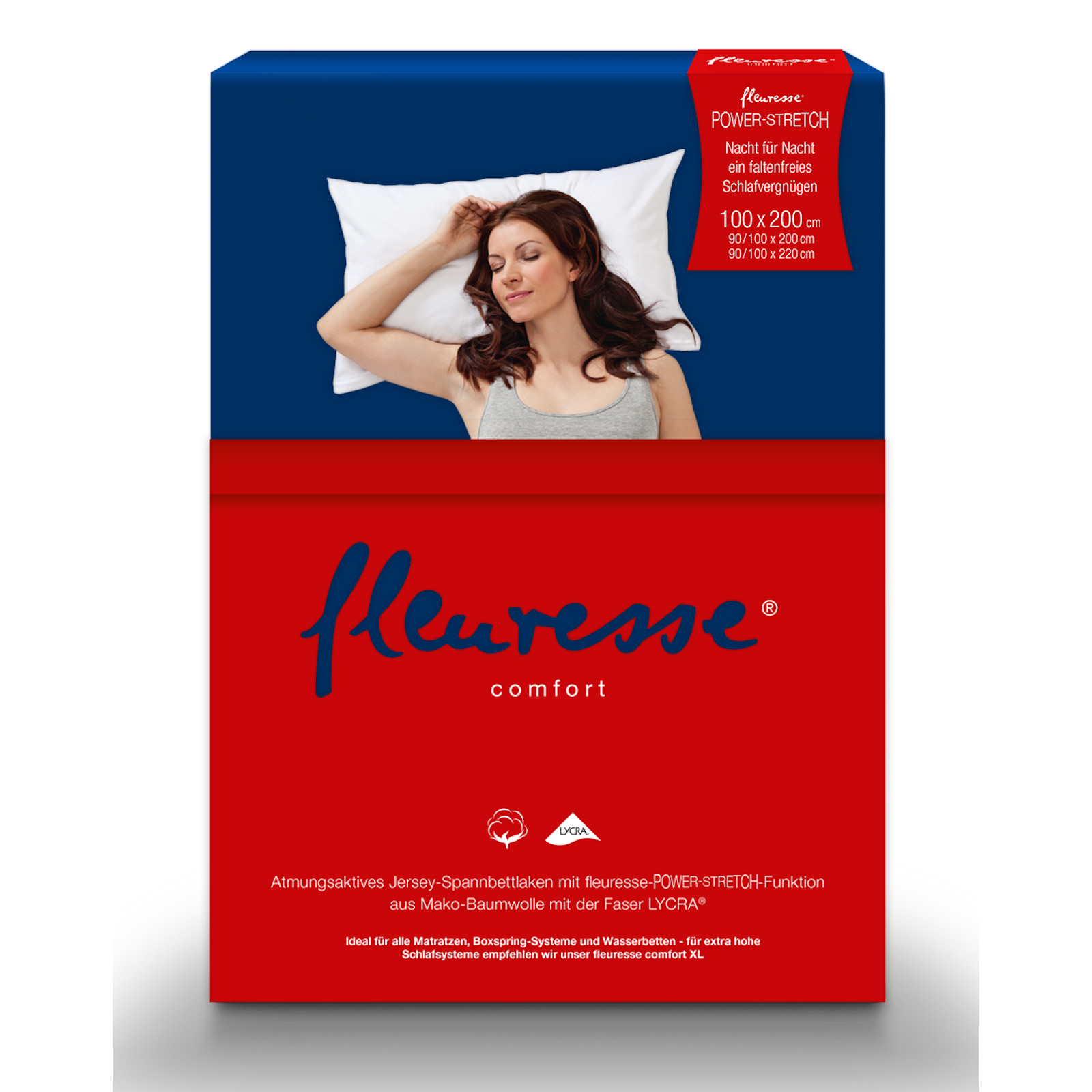 Fleuresse Mako-Jersey-Spannlaken Comfort, marine