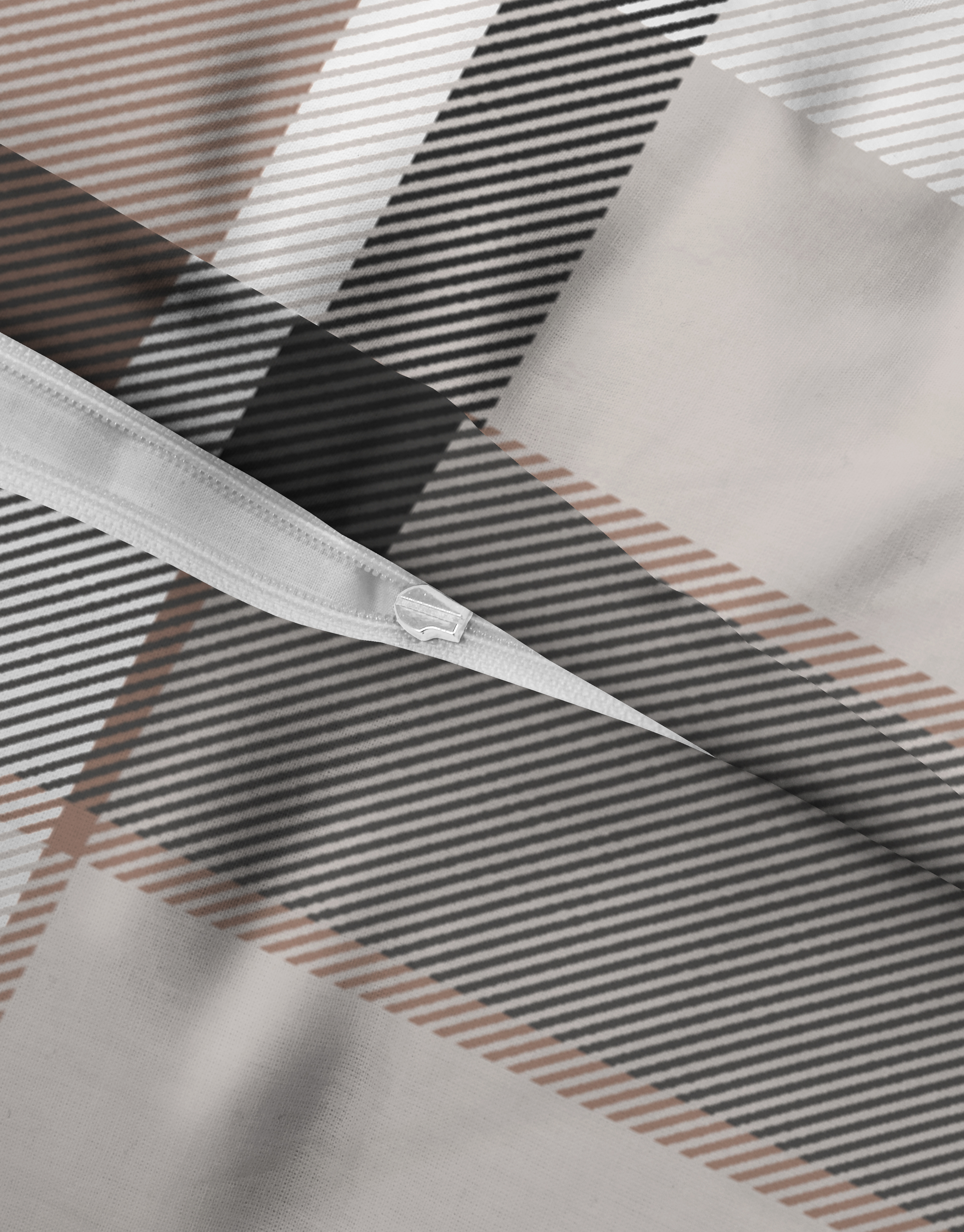 Castell Feinbiber Bettwäsche Karo groß 135x200 cm - taupe
