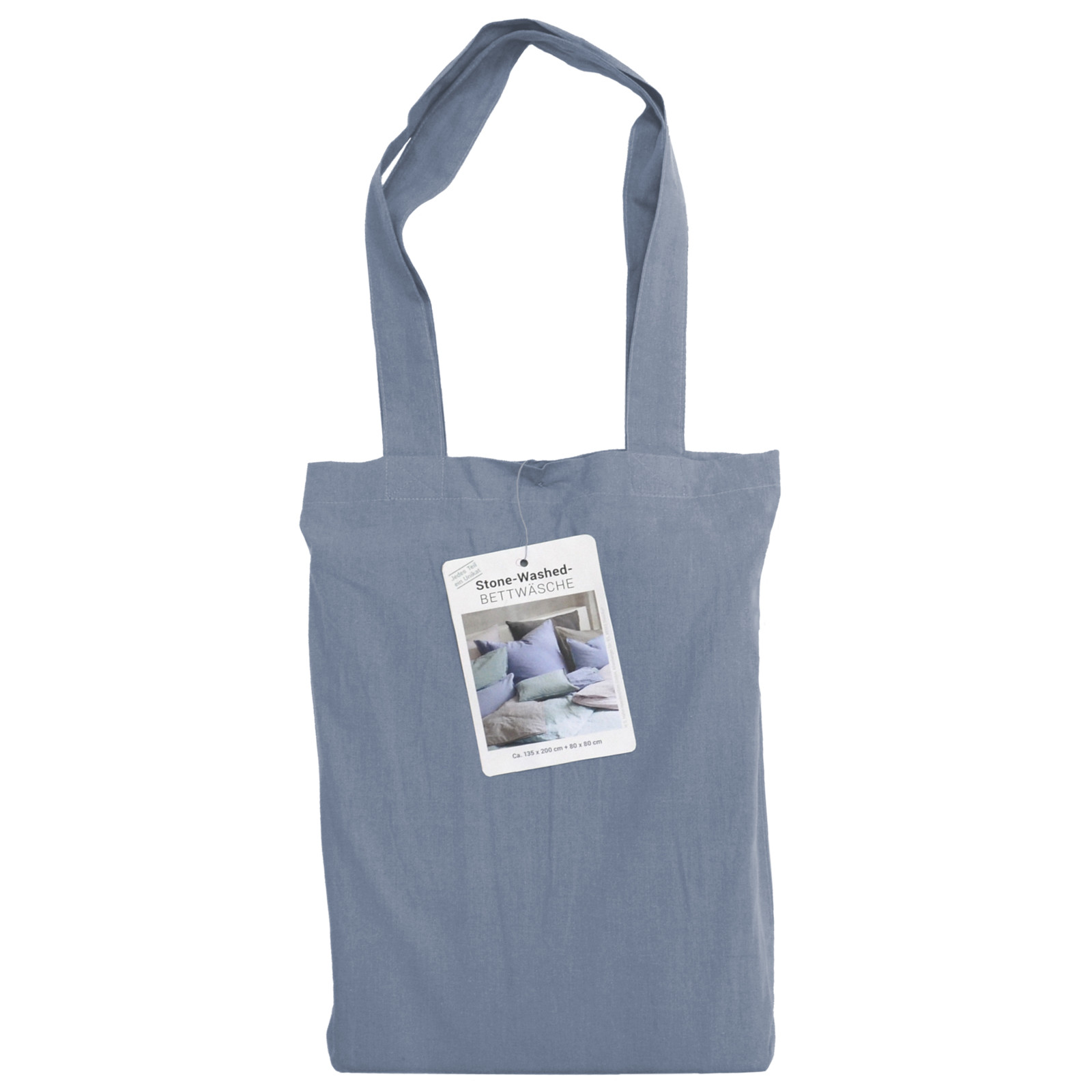 Hahn Haustextilien Renforce Bettwäsche stone washed denim in Stofftasche Größe 135x200 cm