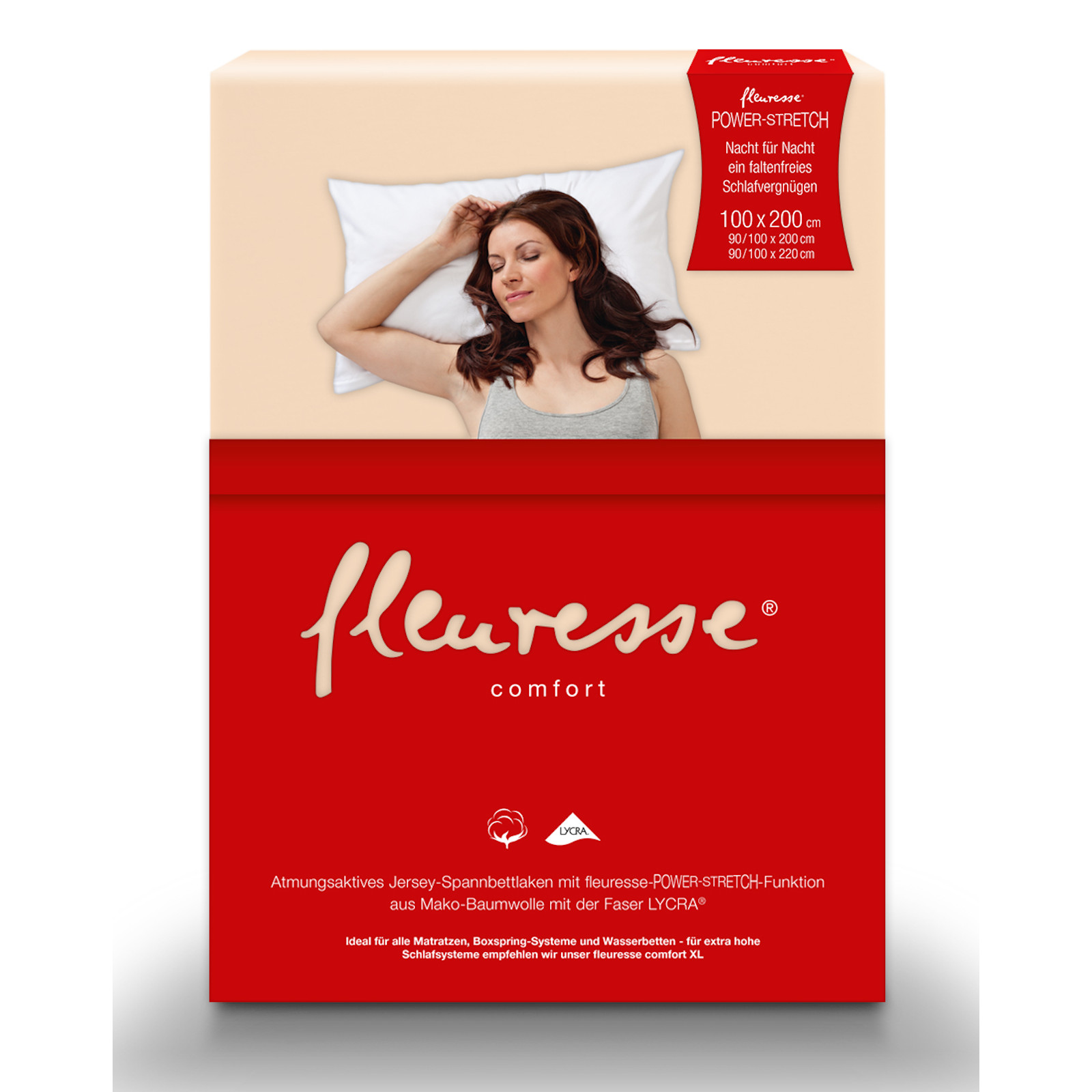 Fleuresse Mako-Jersey-Spannlaken comfort 180x200 cm Farbe natur 2047