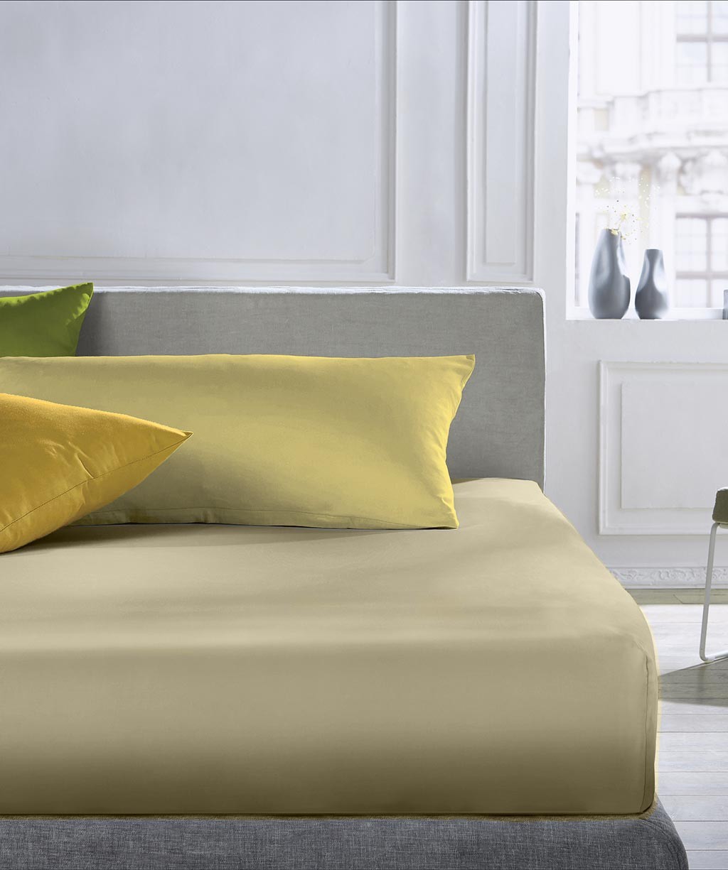 Fleuresse Mako-Satin-Spannlaken Colours, vanille