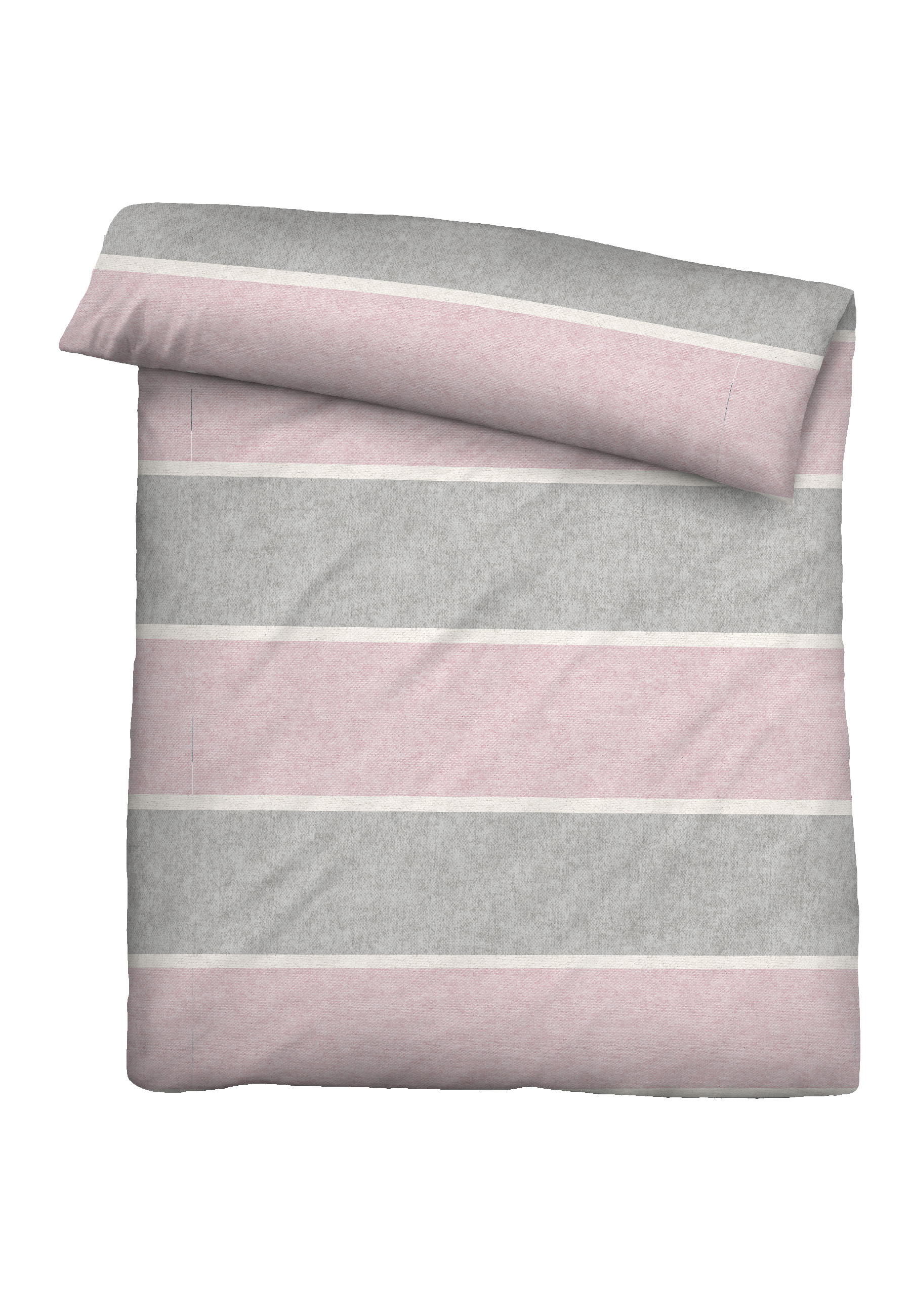 Biberna Melange Flanell-Wendebettwäsche, Größe 1x 135x200 cm + 1x 80x80 cm, rosé