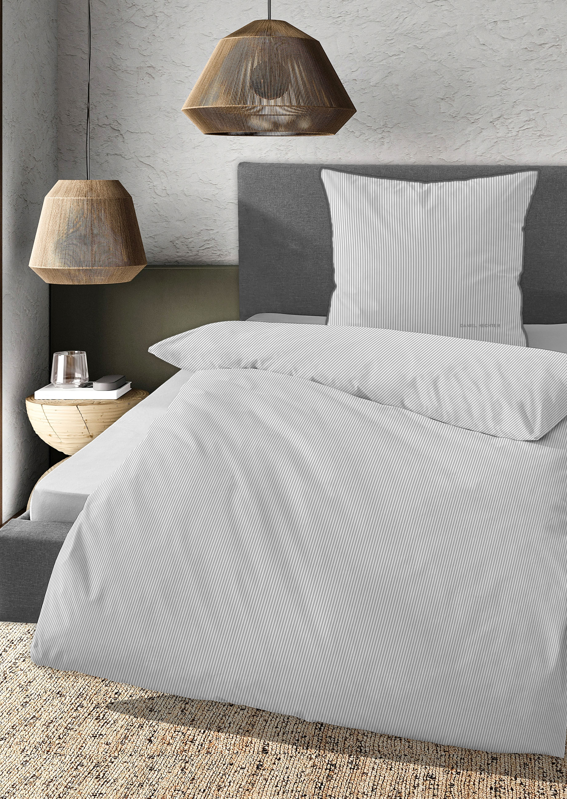 Biberna Satin 135 x 200 cm + 80 x 80 cm, silber/grau