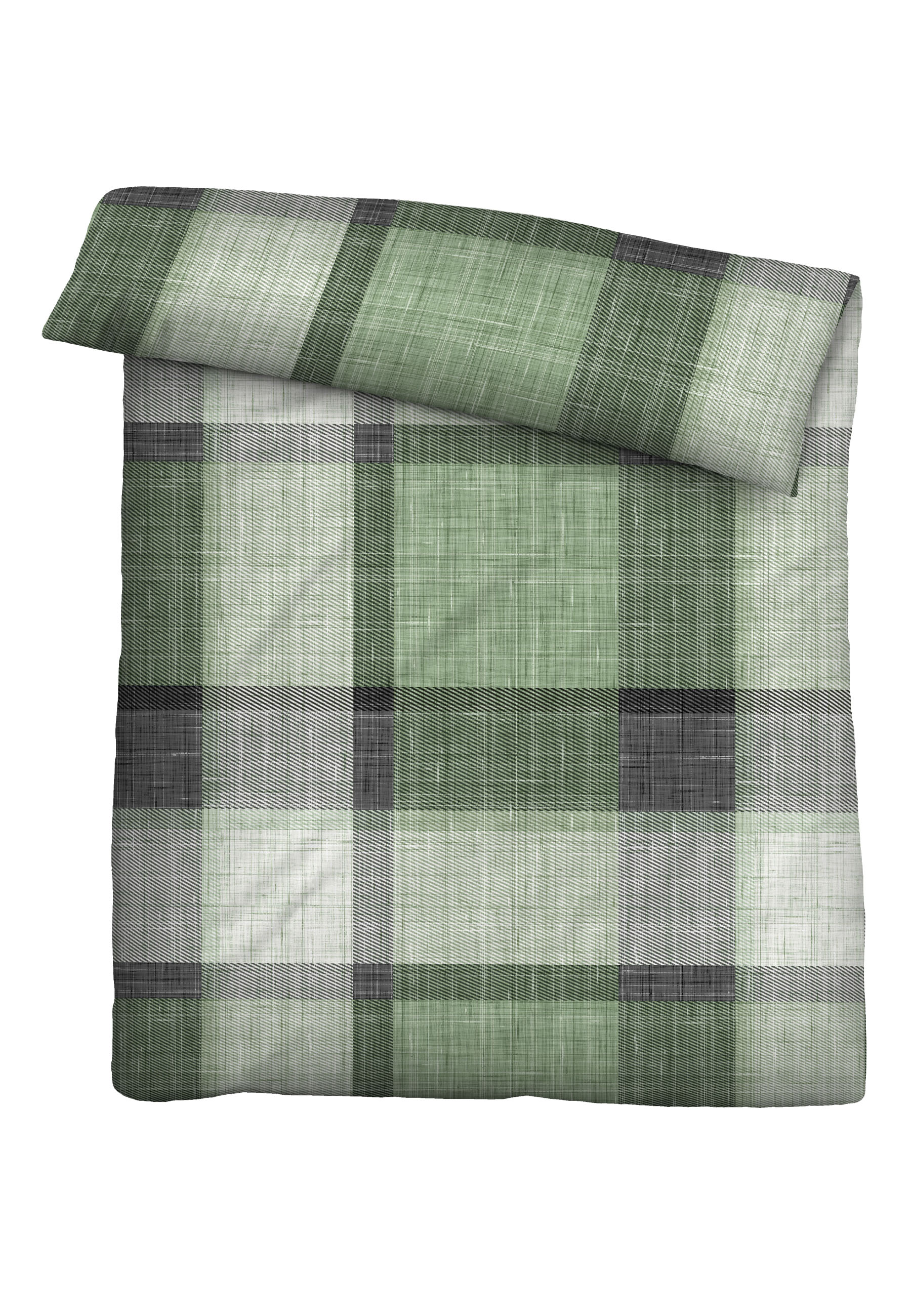 Biberna Karo 135x200 cm+80x80 cm, Feinbiber Bettwäsche fichte