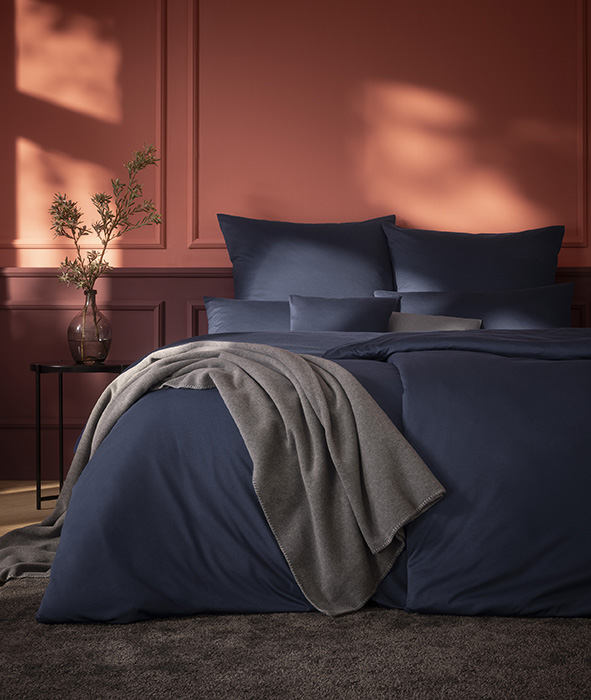 Estella Takoma indigo 135x200 cm, Mako-Interlock-Jersey-Bettwäsche